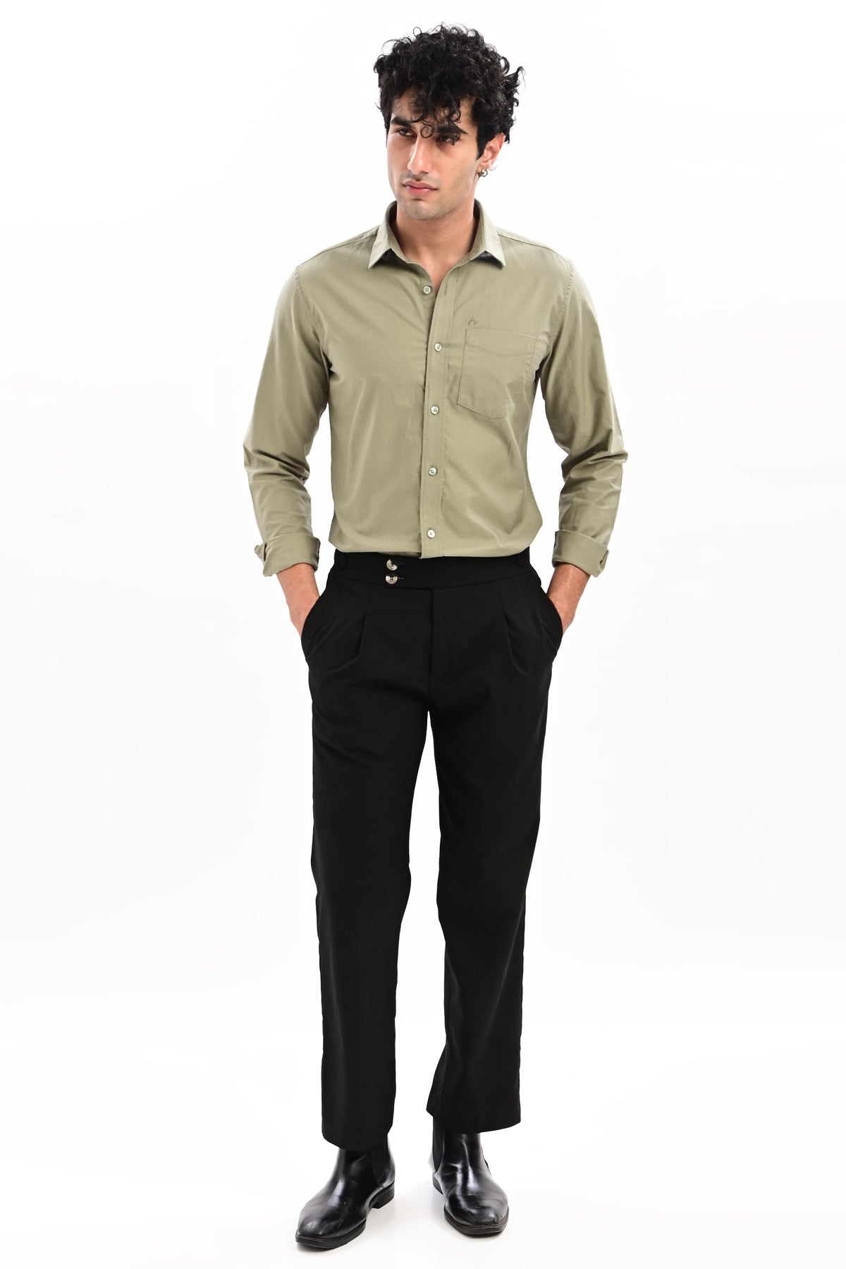 Elite Oxford Tapered Fit Full Sleeve Shirt – Sage Green