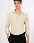 Cream Stretch Slim Fit Shirt