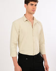 Cream Stretch Slim Fit Shirt