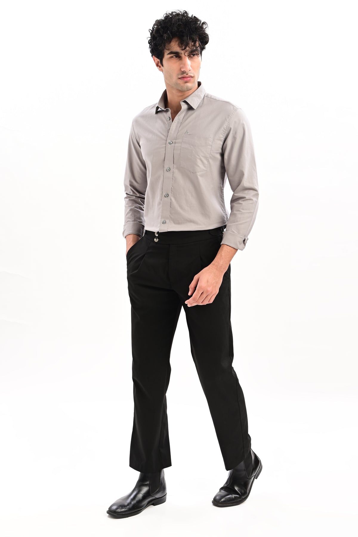 Elite Oxford Tapered Fit Full Sleeve Shirt – Cloud Grey