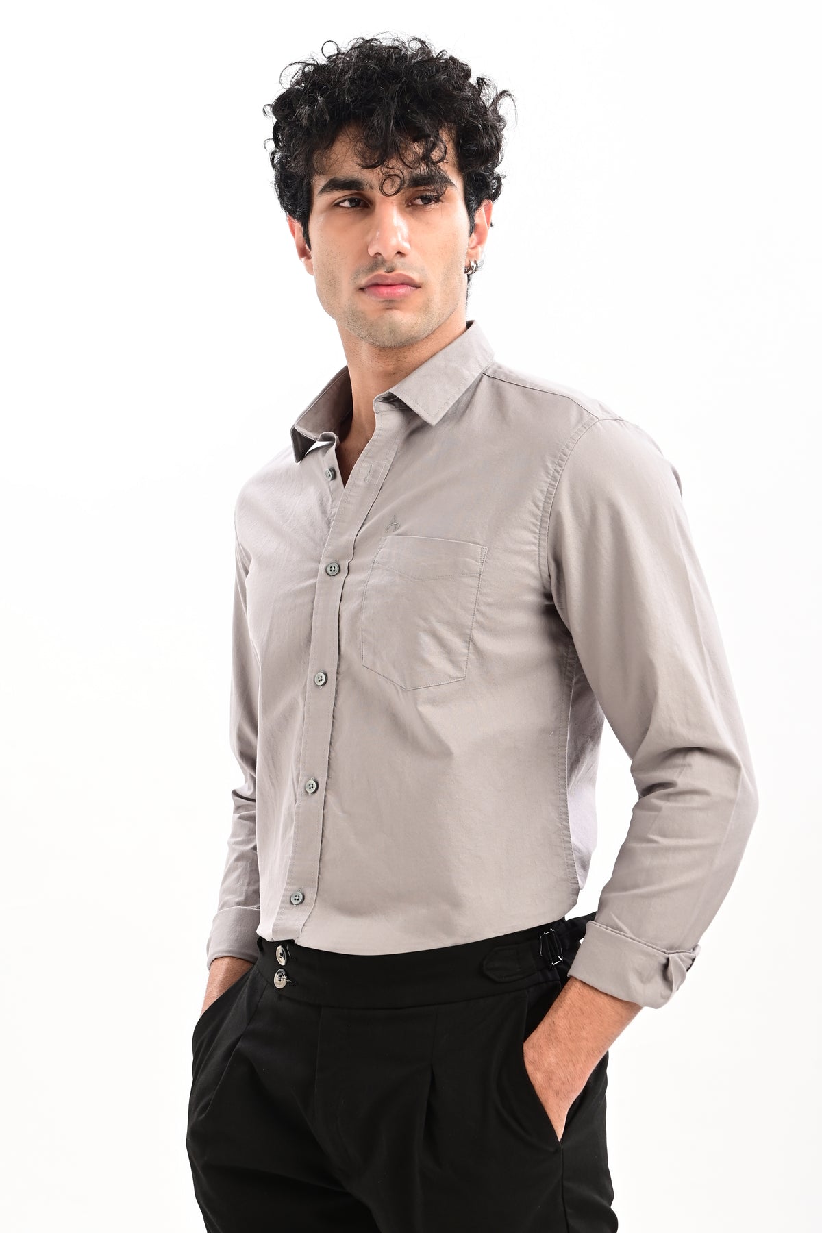 Elite Oxford Tapered Fit Full Sleeve Shirt – Cloud Grey