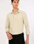 Cream Stretch Slim Fit Shirt