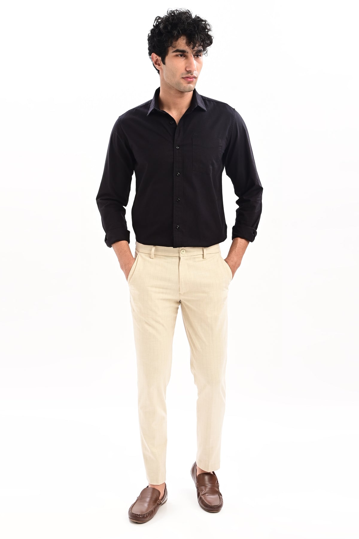 Elite Oxford Tapered Fit Full Sleeve Shirt – Black