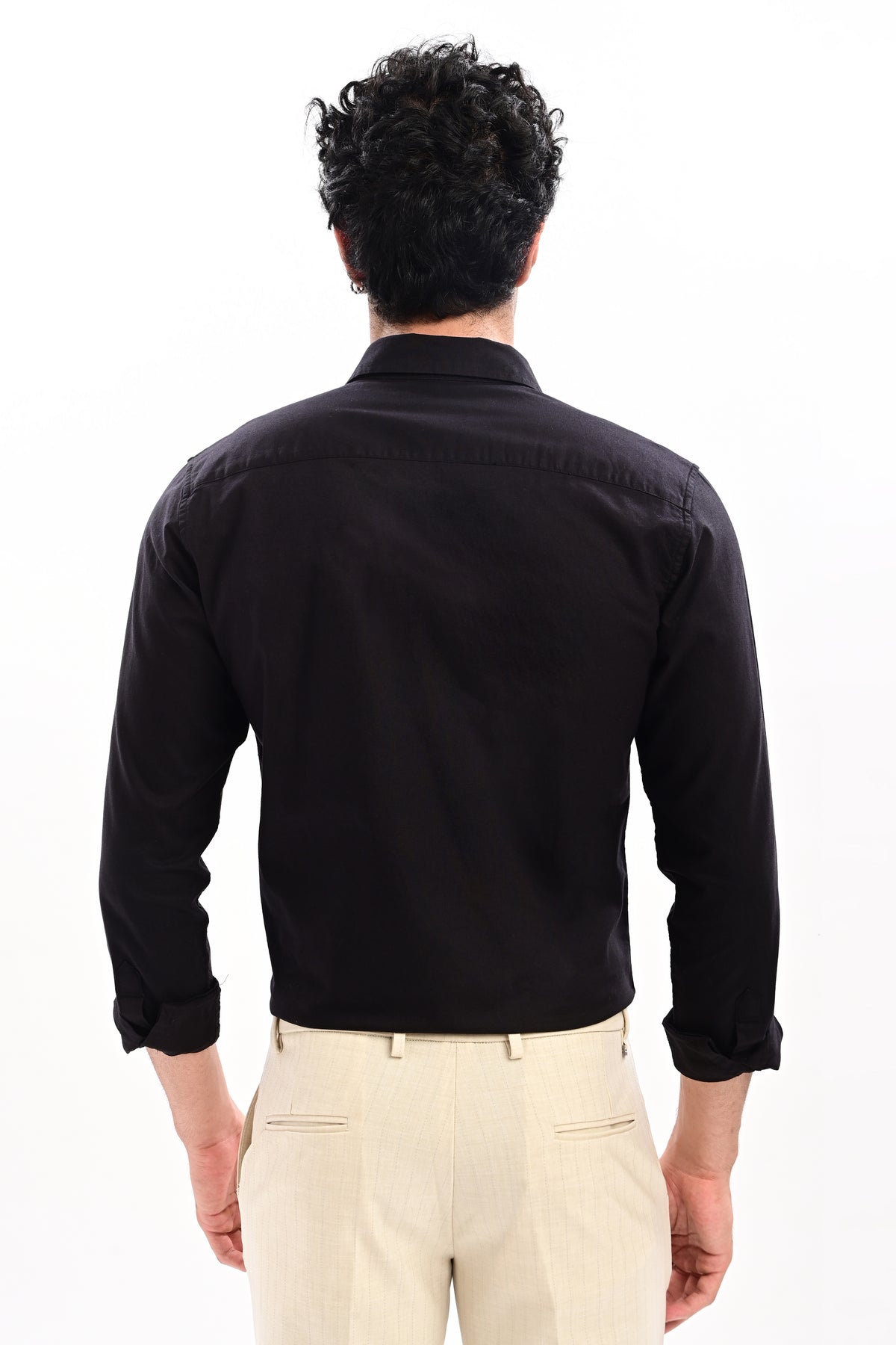 Elite Oxford Tapered Fit Full Sleeve Shirt – Black