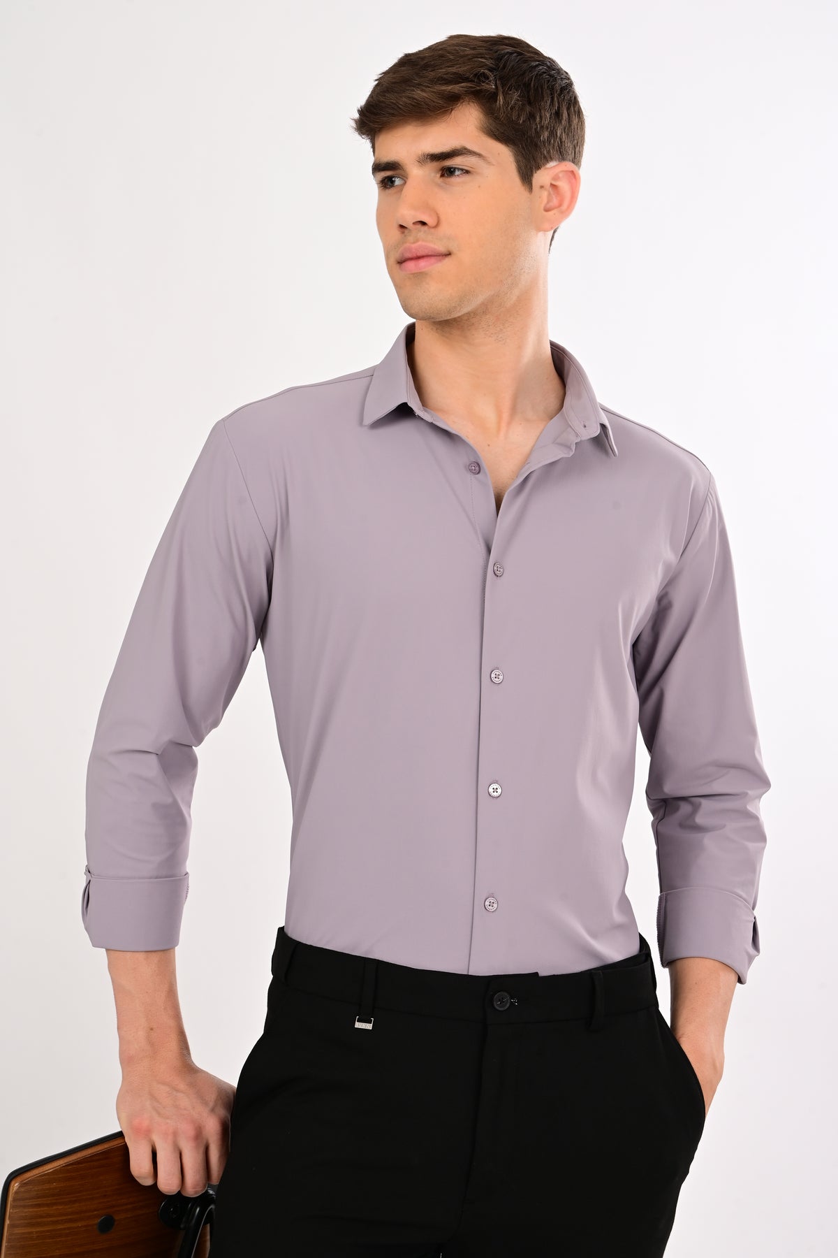 Lavender Stretch Slim Fit Shirt