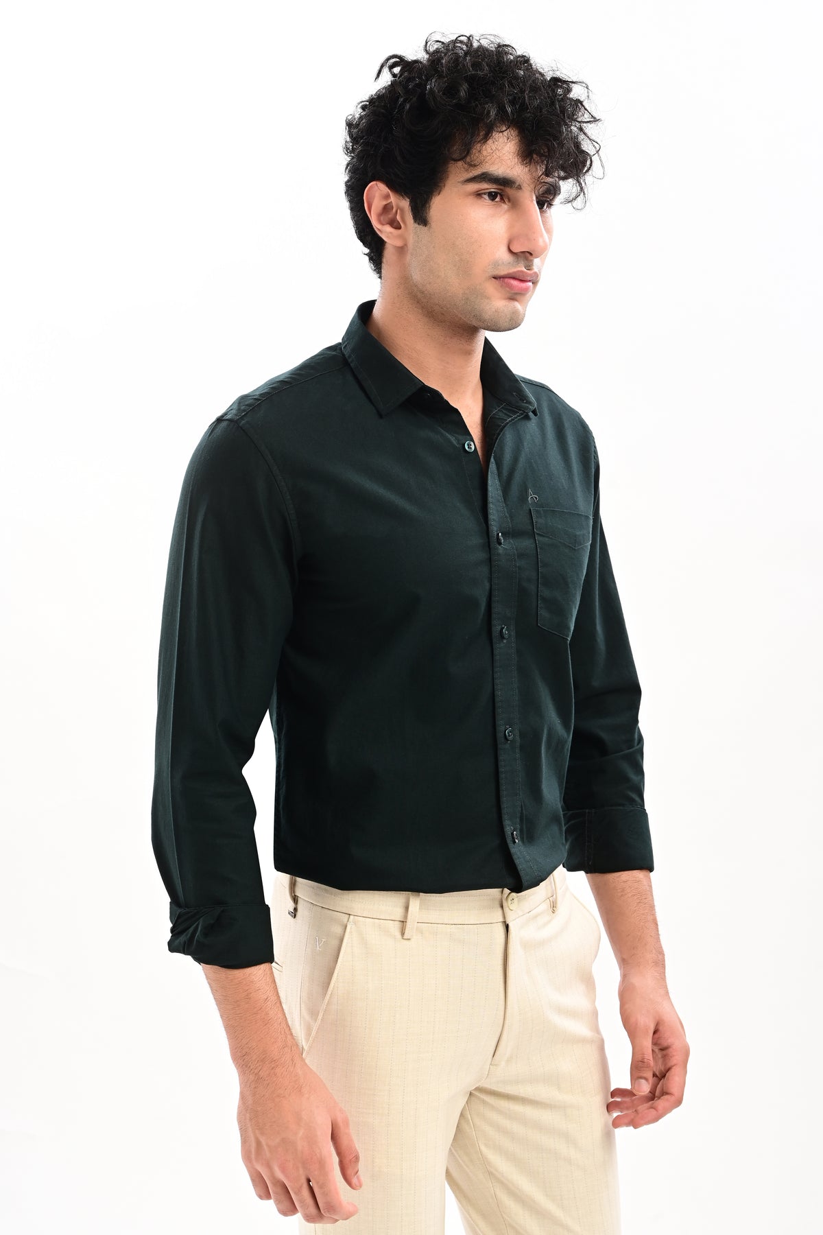 Elite Oxford Tapered Fit Full Sleeve Shirt – Dark Green