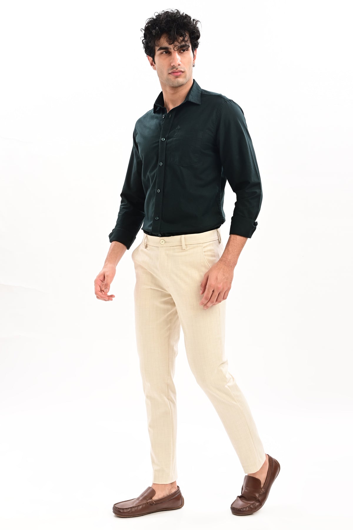 Elite Oxford Tapered Fit Full Sleeve Shirt – Dark Green