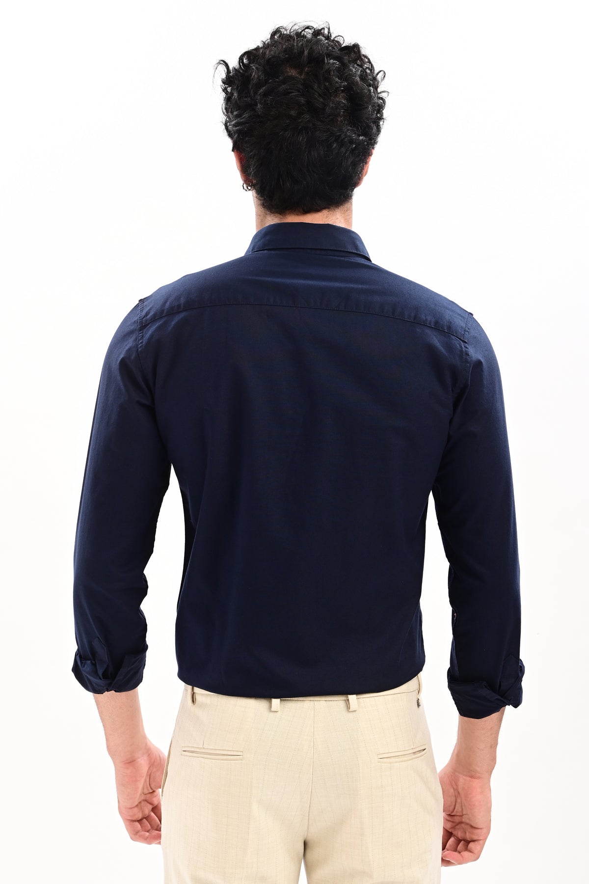Elite Oxford Tapered Fit Full Sleeve Shirt – Navy Blue