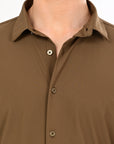 Brown Stretch Slim Fit Shirt