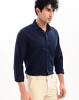 Elite Oxford Tapered Fit Full Sleeve Shirt – Navy Blue