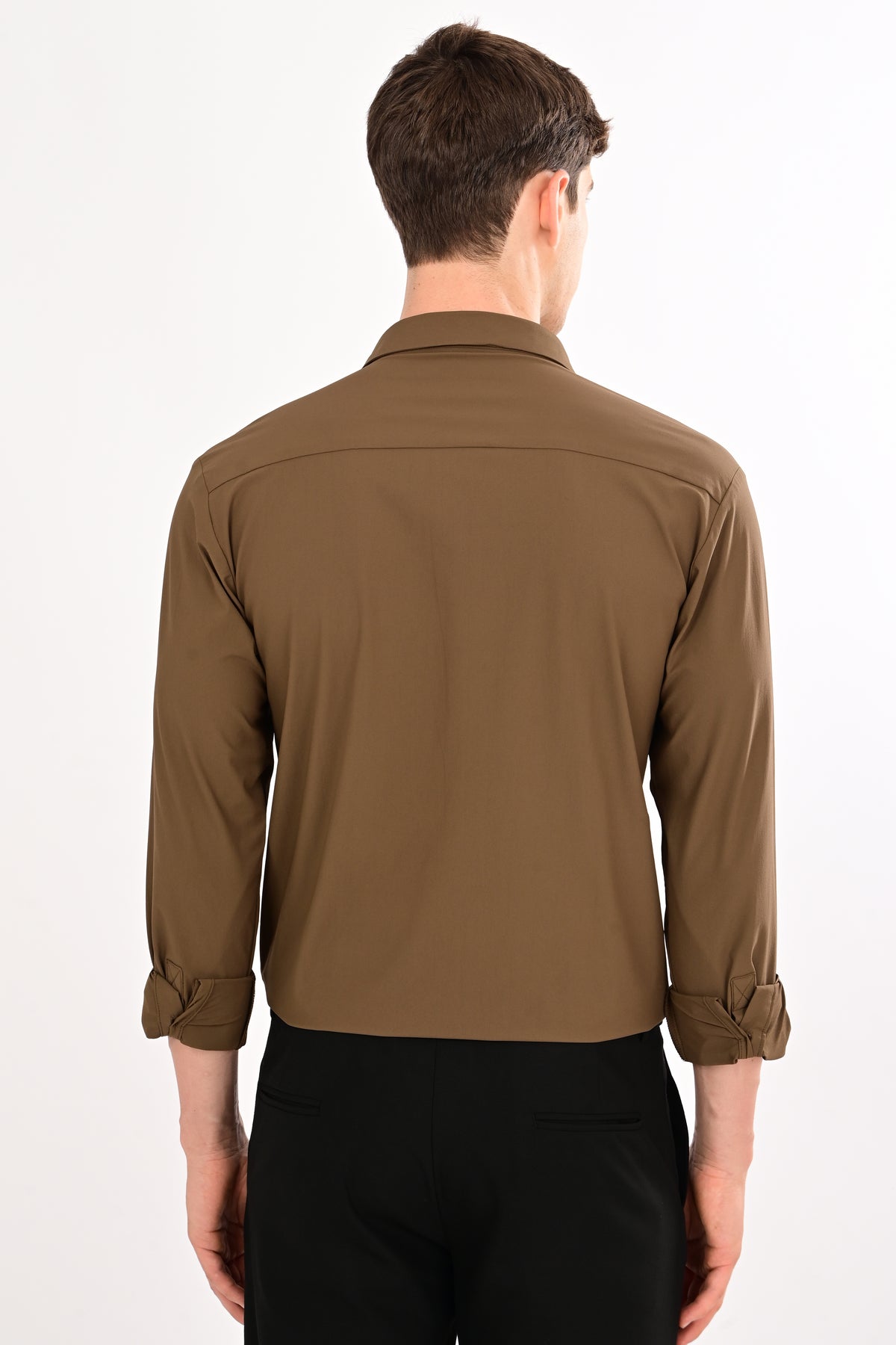 Brown Stretch Slim Fit Shirt
