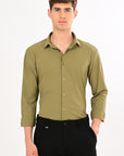 Sap Green Stretch Slim Fit Shirt