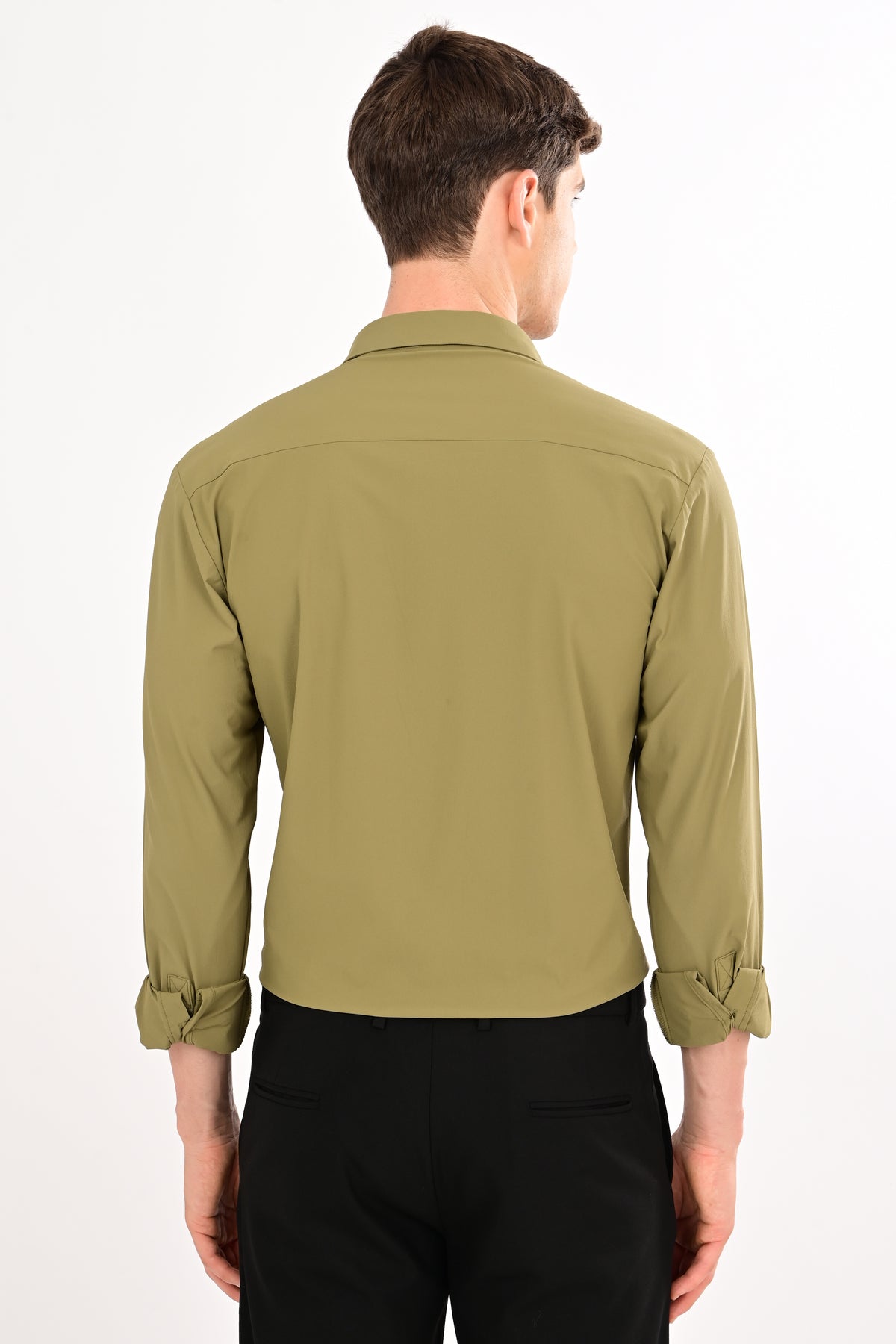 Sap Green Stretch Slim Fit Shirt