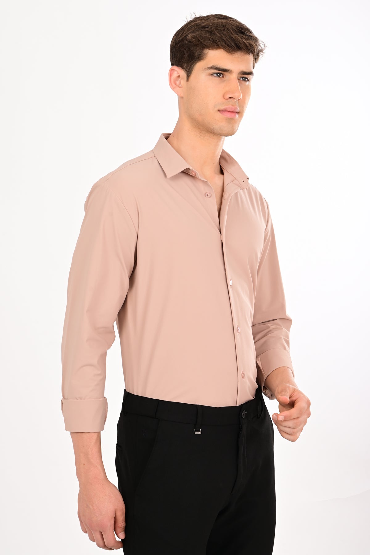 Light Pink Stretch Slim Fit Shirt