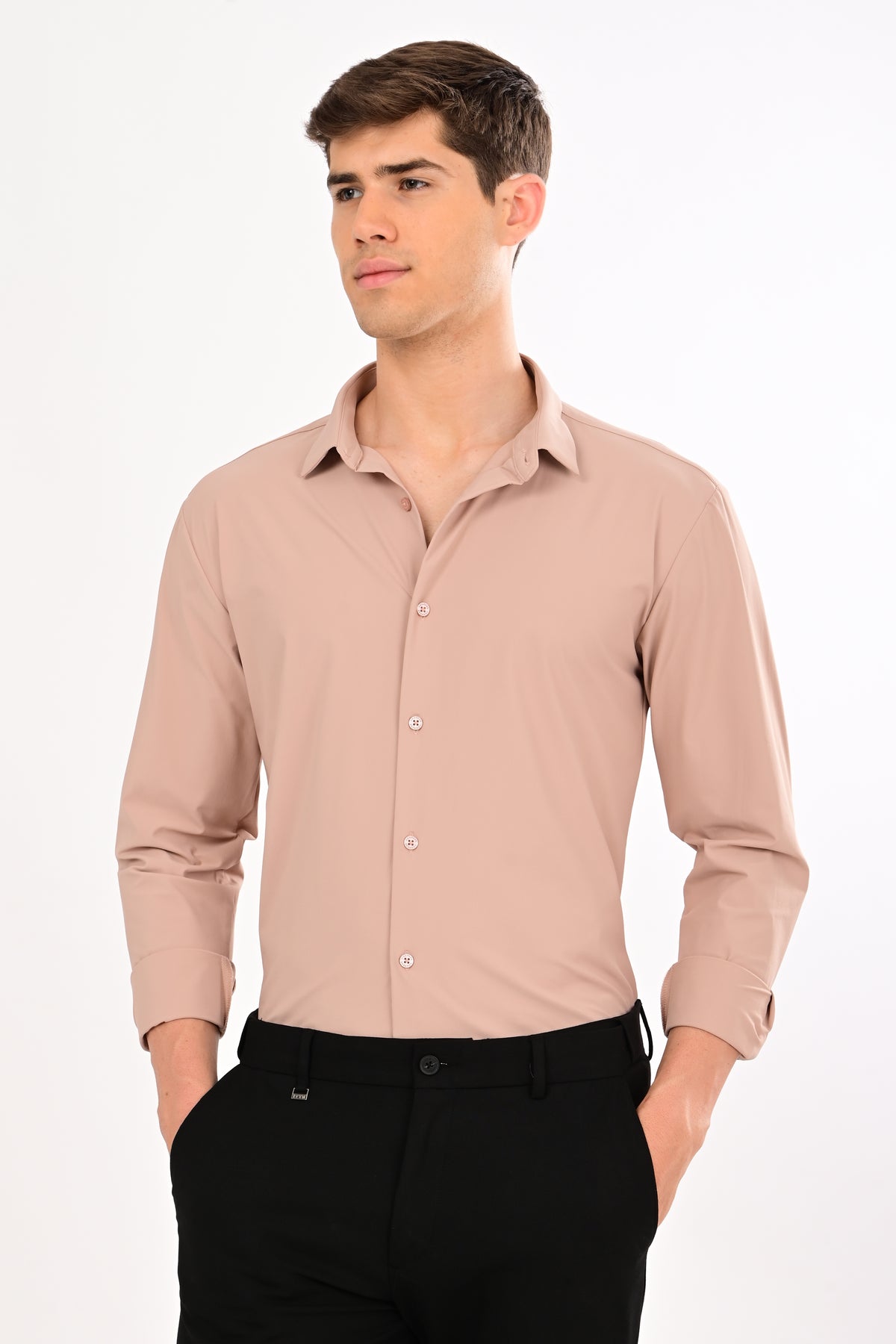 Light Pink Stretch Slim Fit Shirt