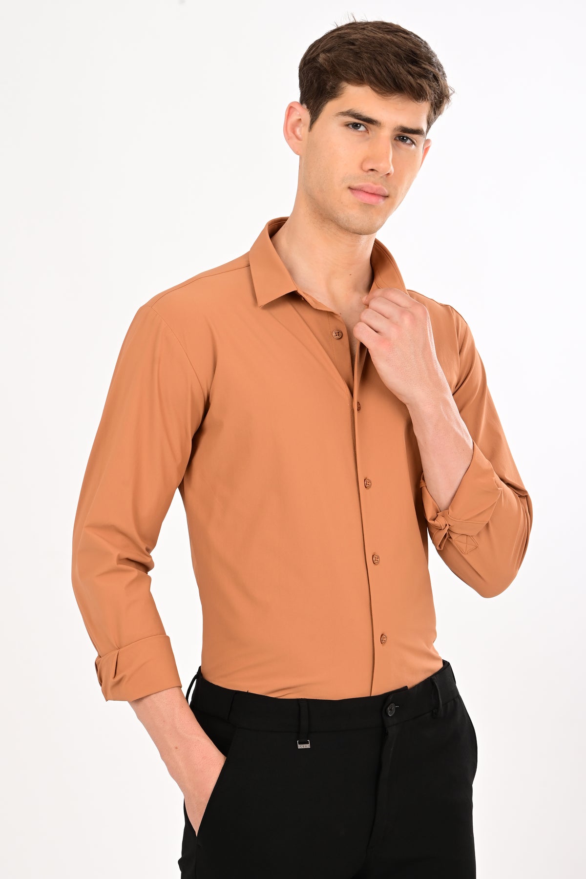 Orange Stretch Slim Fit Shirt