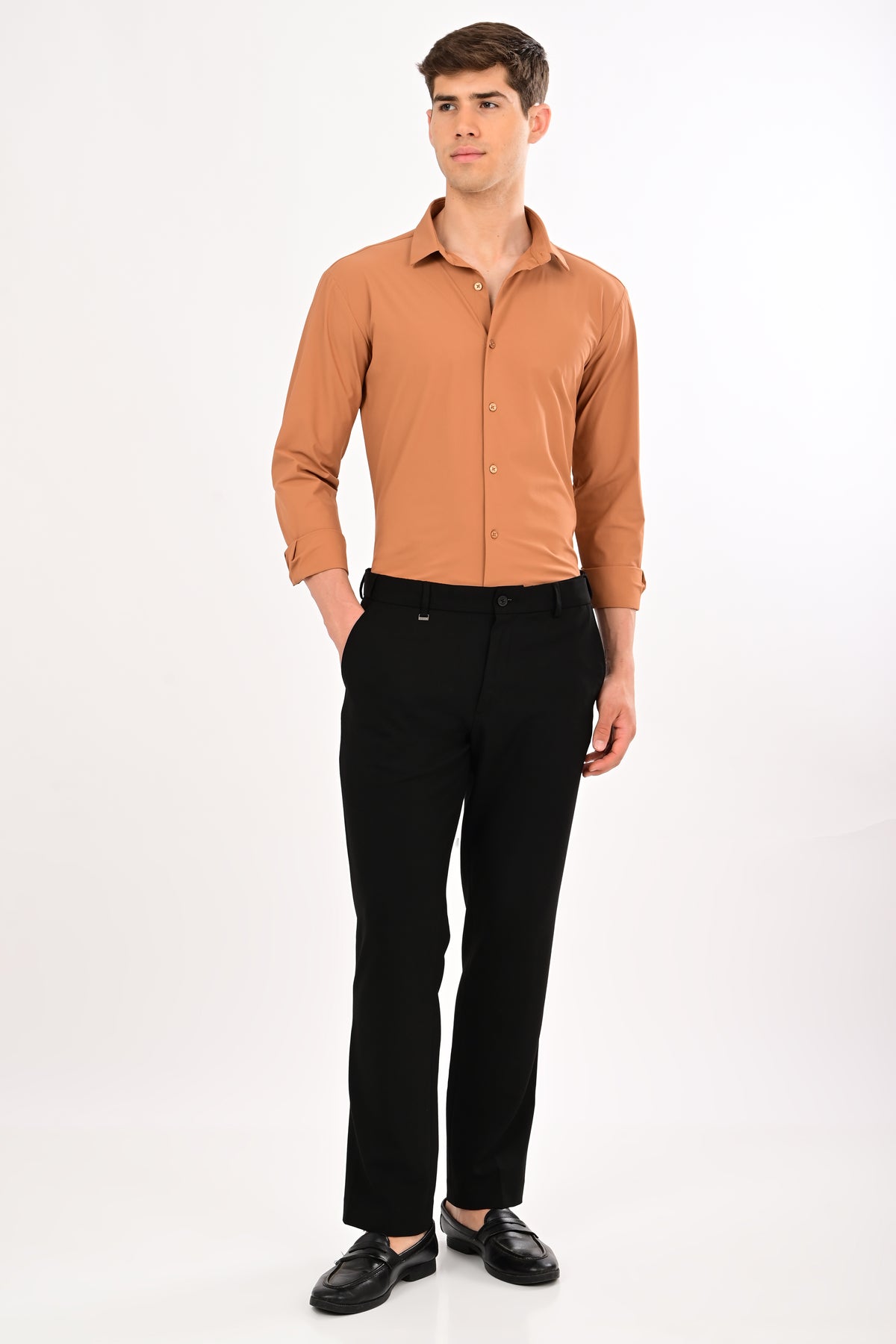 Orange Stretch Slim Fit Shirt