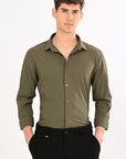 Dark Olive Stretch Slim Fit Shirt