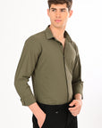 Dark Olive Stretch Slim Fit Shirt