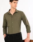 Dark Olive Stretch Slim Fit Shirt