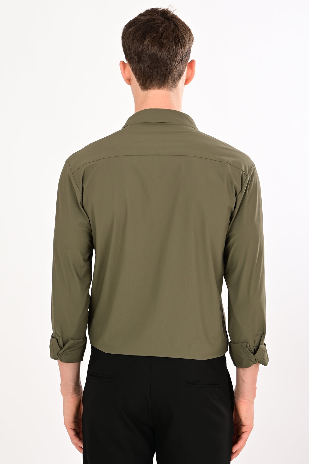 Dark Olive Stretch Slim Fit Shirt
