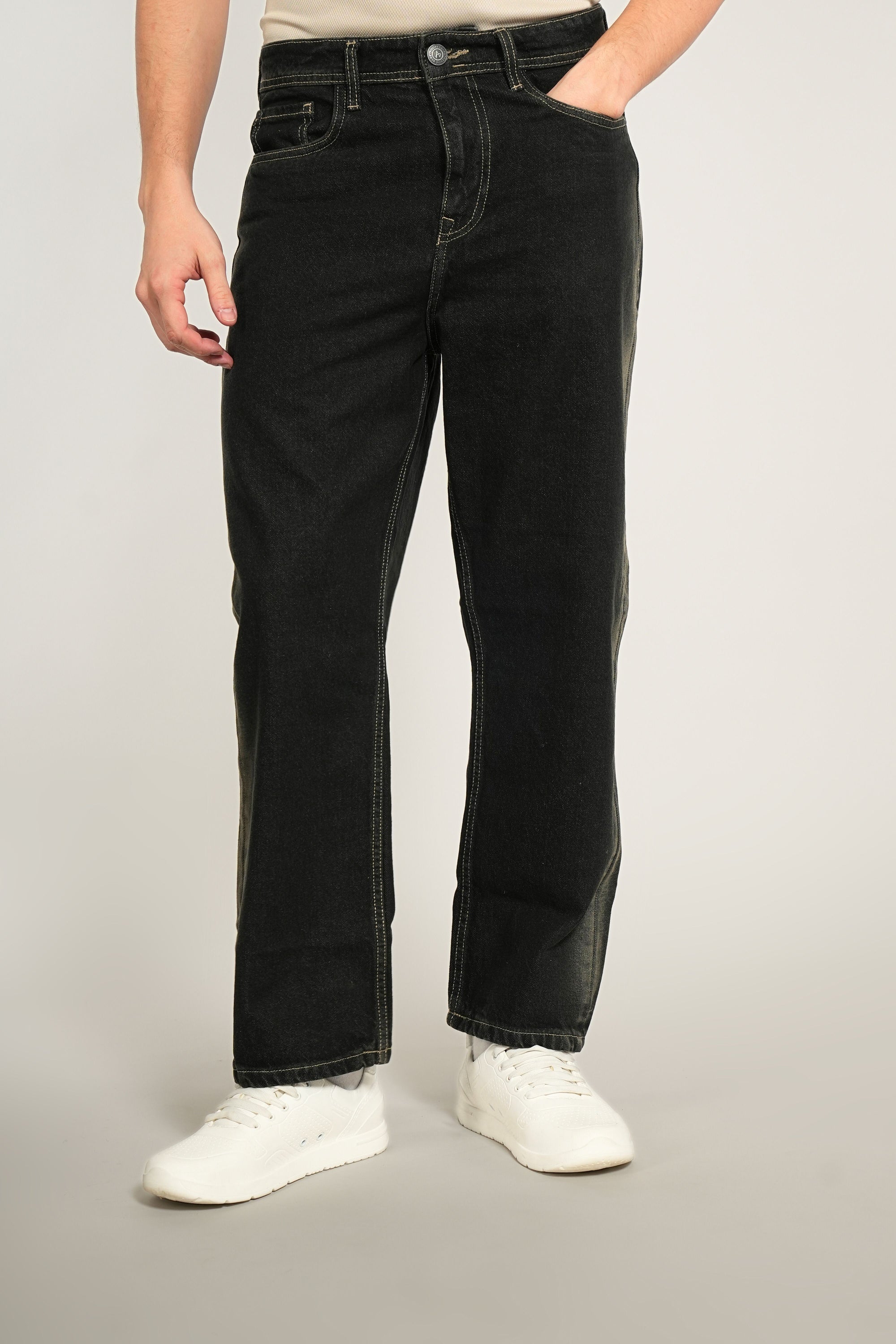 Dark Straight Fit Denim Pants