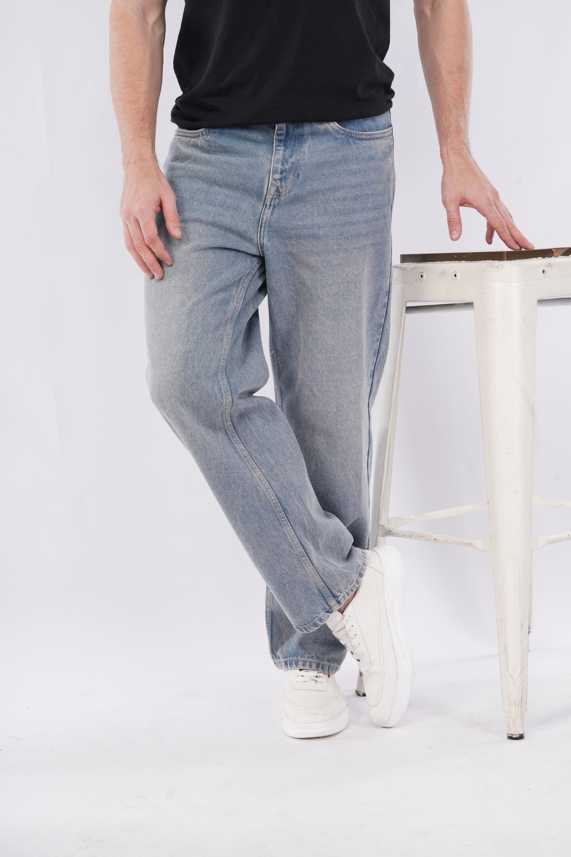 Straight Fit Tinted Blue Denim Pants