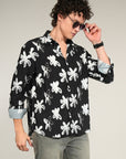 Black Printed Relaxed Fit Full Sleeve Shirt