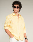 Check Yellow Relaxed Fit Full Sleeve Shirt