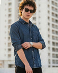 Dark Blue Denim Relaxed Fit Full Sleeve Shirt