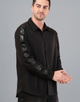 Black Wrinkle-Free Raglan Sleeve Relaxed Fit Shirt