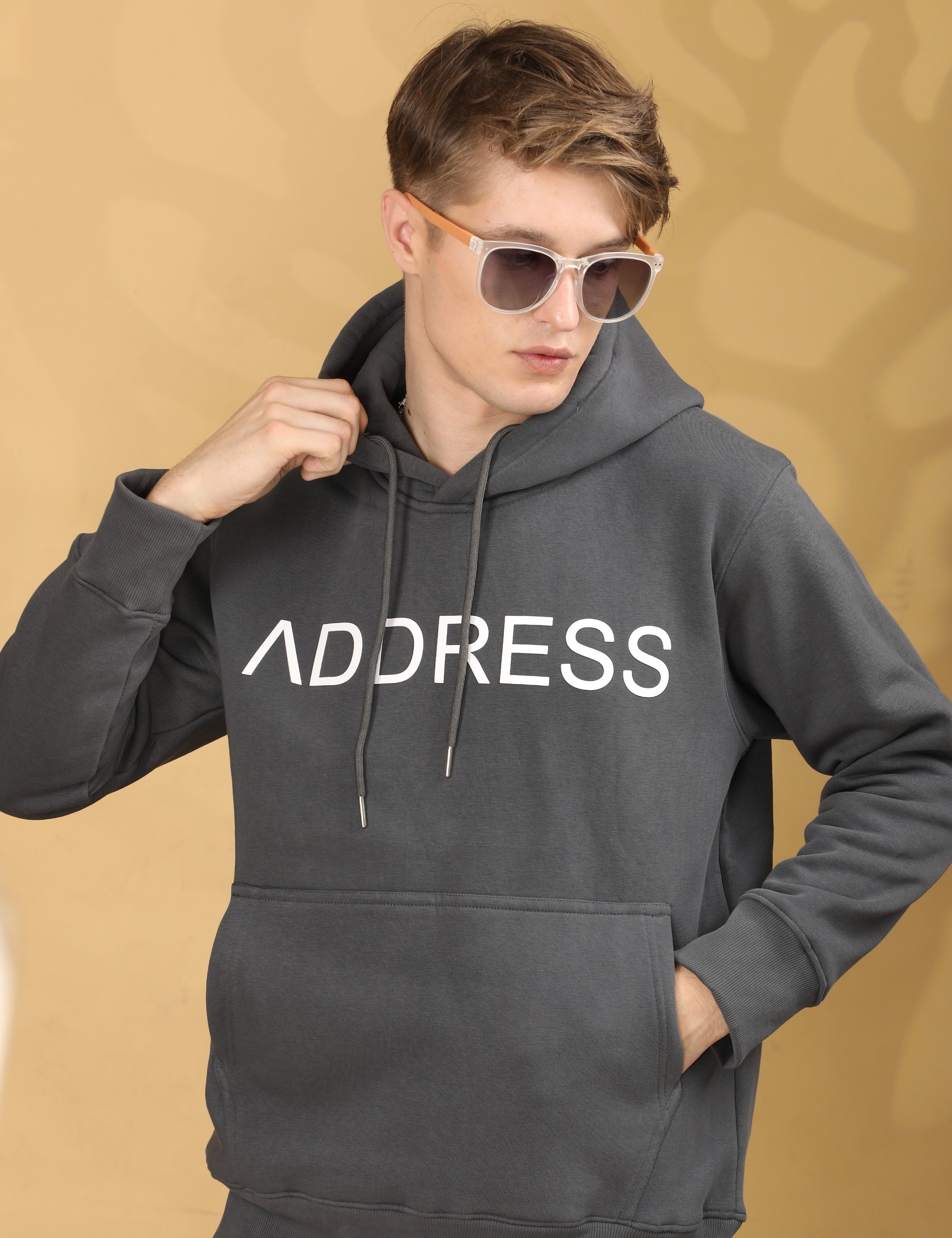 Full Sleeve Regular Fit Hoodie-Grey