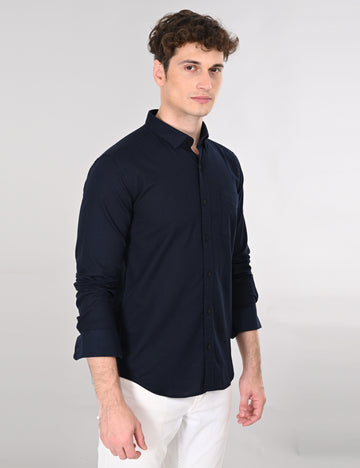 slim fit dress slacks Luxury Shirt' In Navy Blue - Slim Fit main image 1