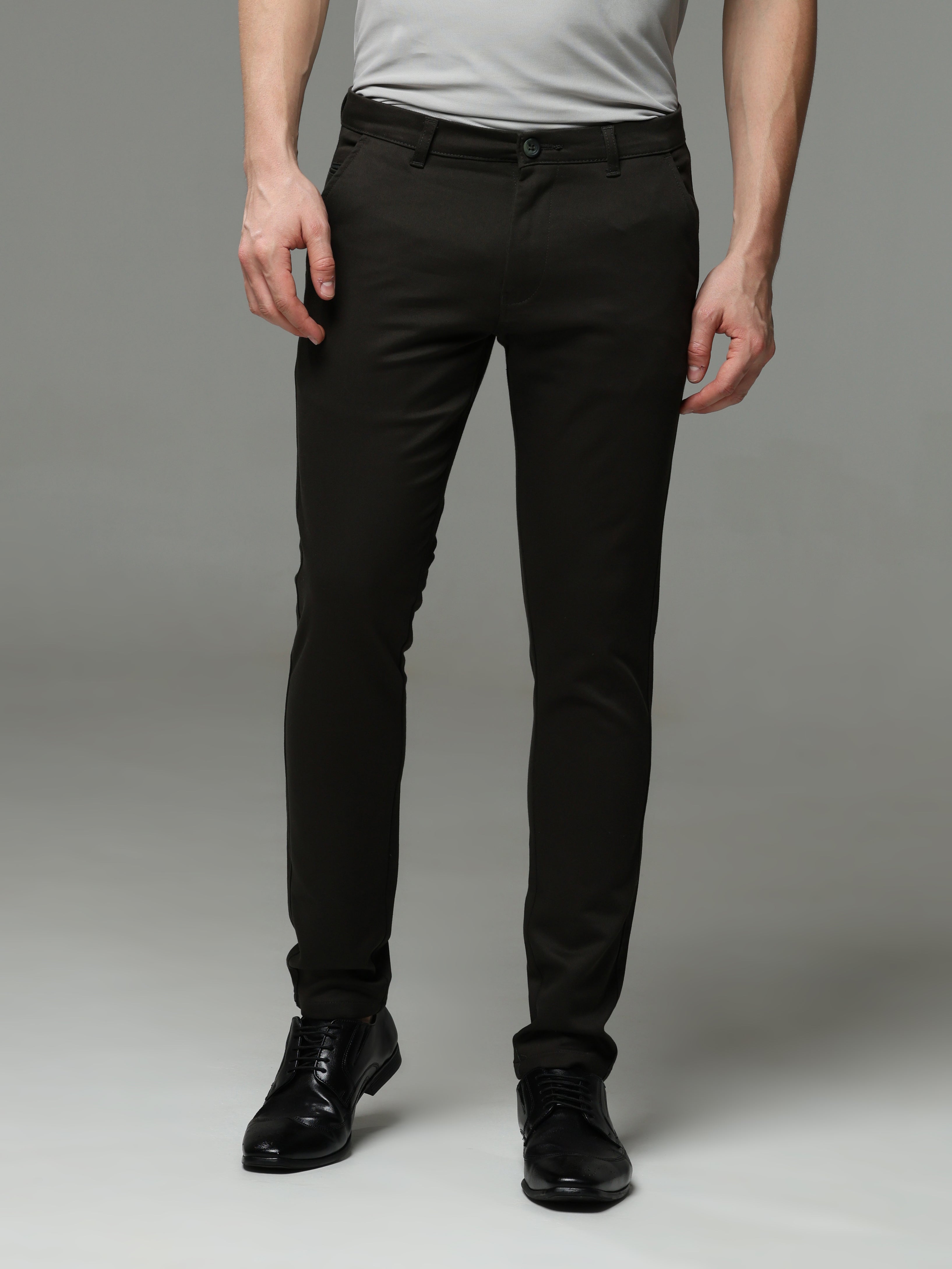 Dark Olive Stretch cotton trouser