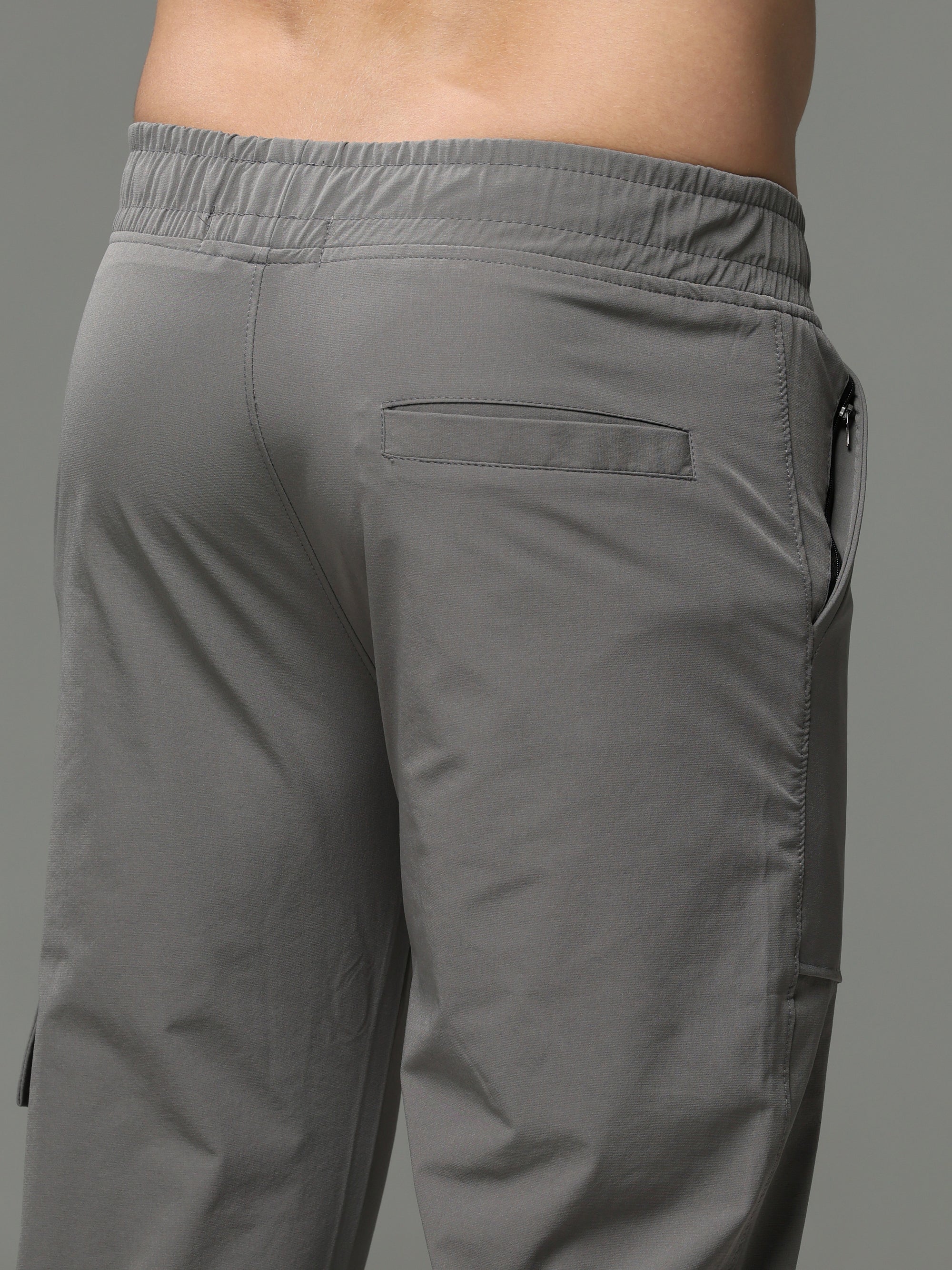 Mens Lycra fit Grey Jogger pants - Address