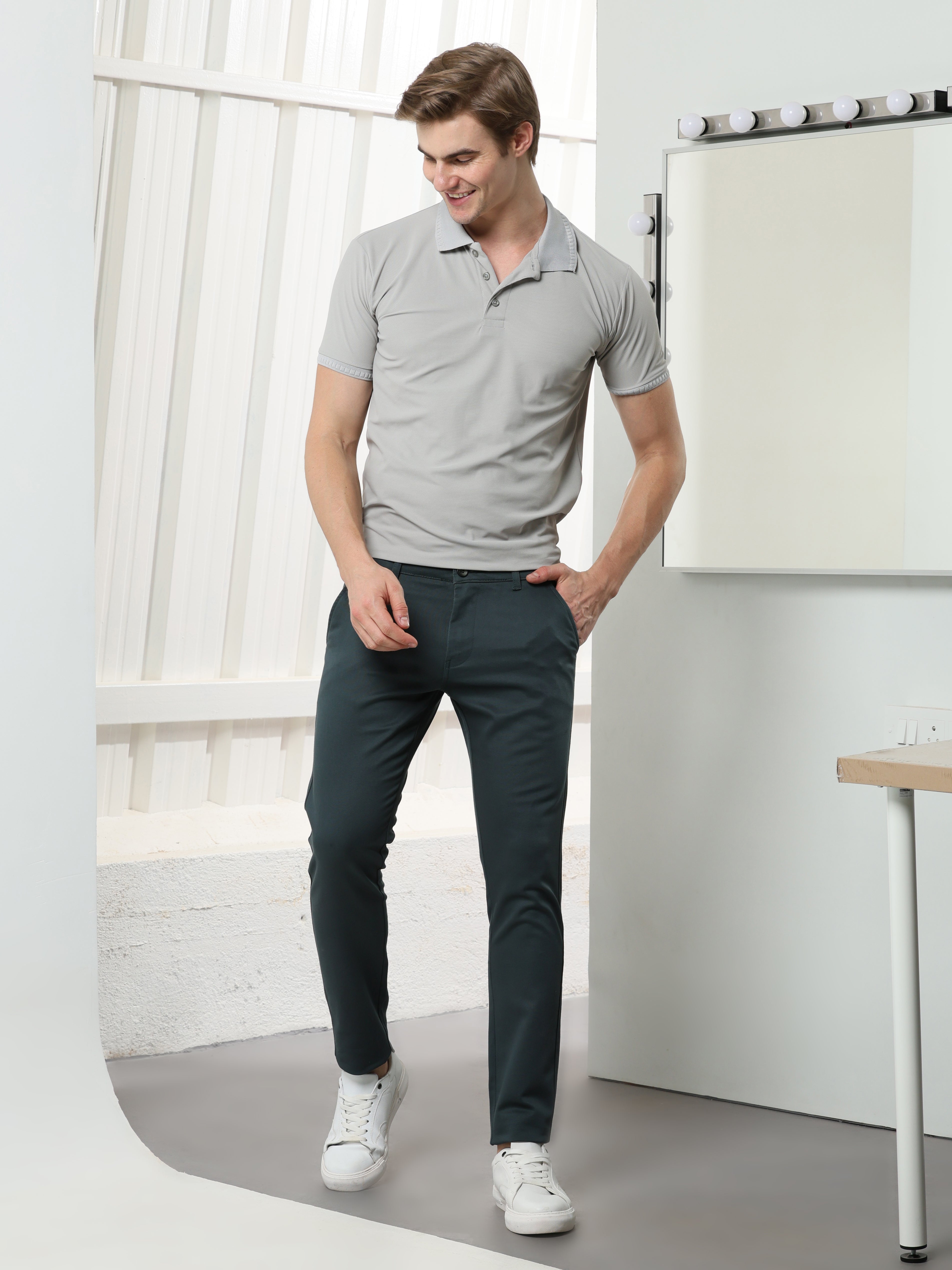 Slate Grey Stretch cotton trouser