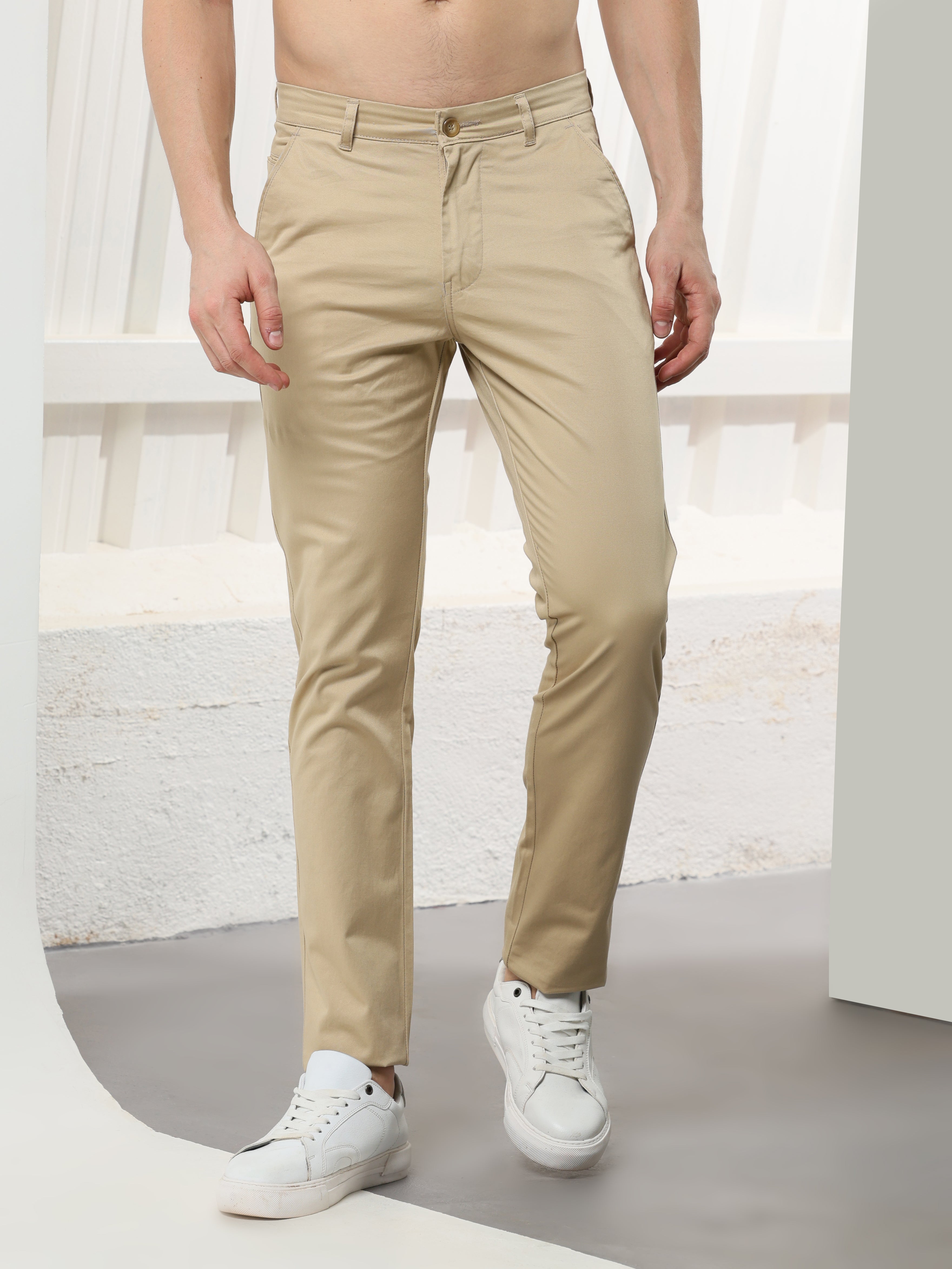 Sand Stretch cotton trouser