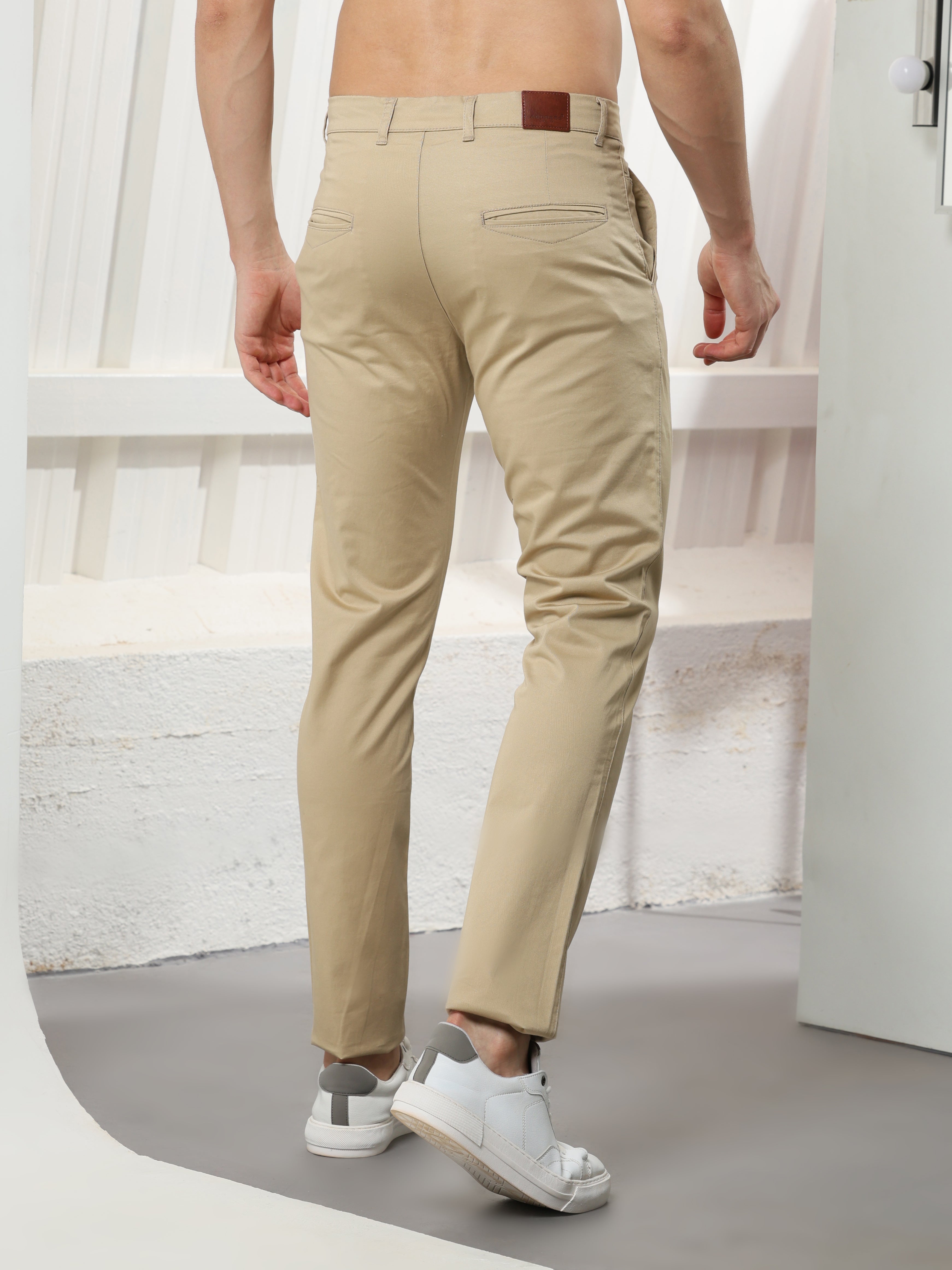 Sand Stretch cotton trouser