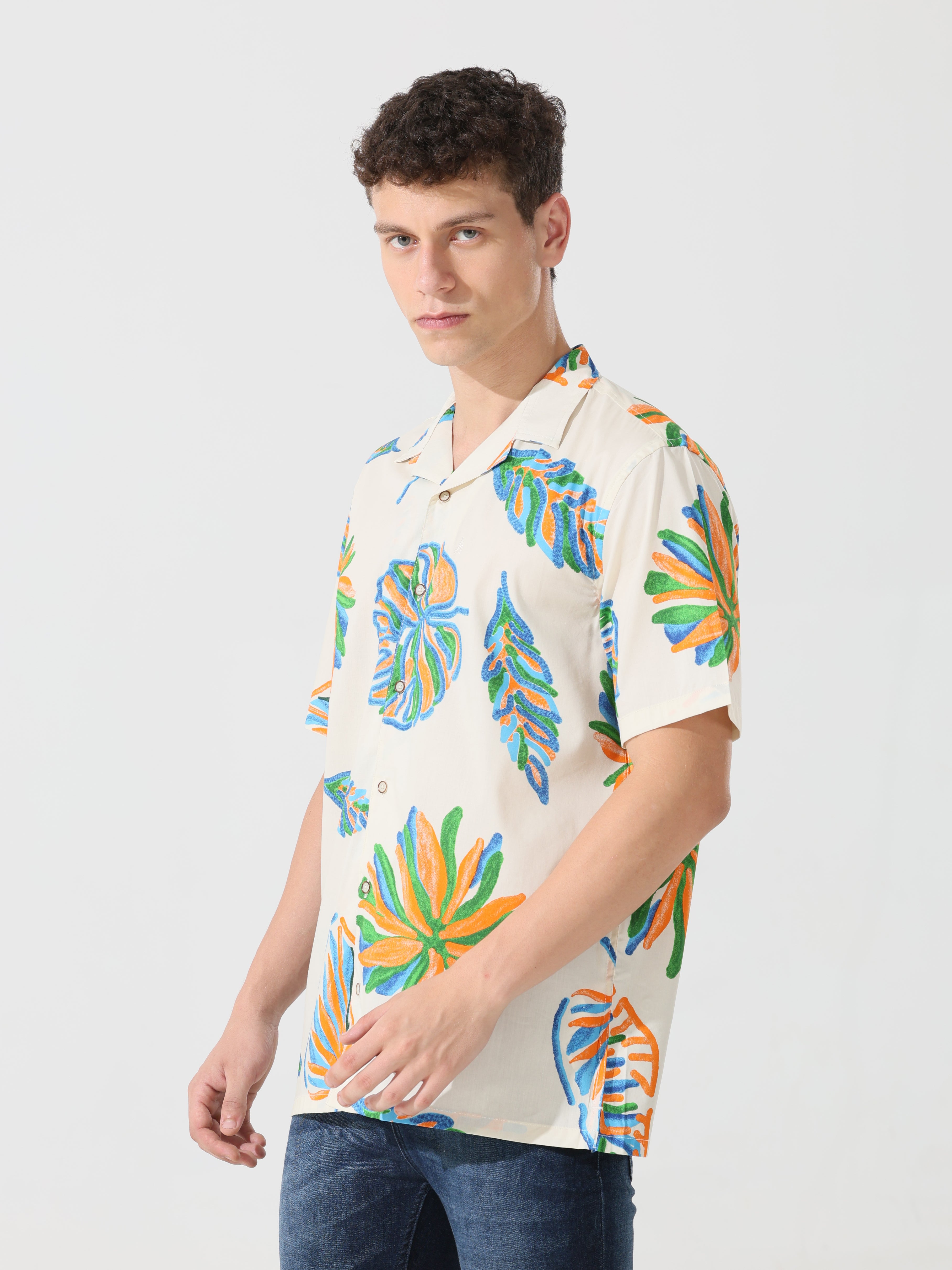 Off White Floral Beach print shirt