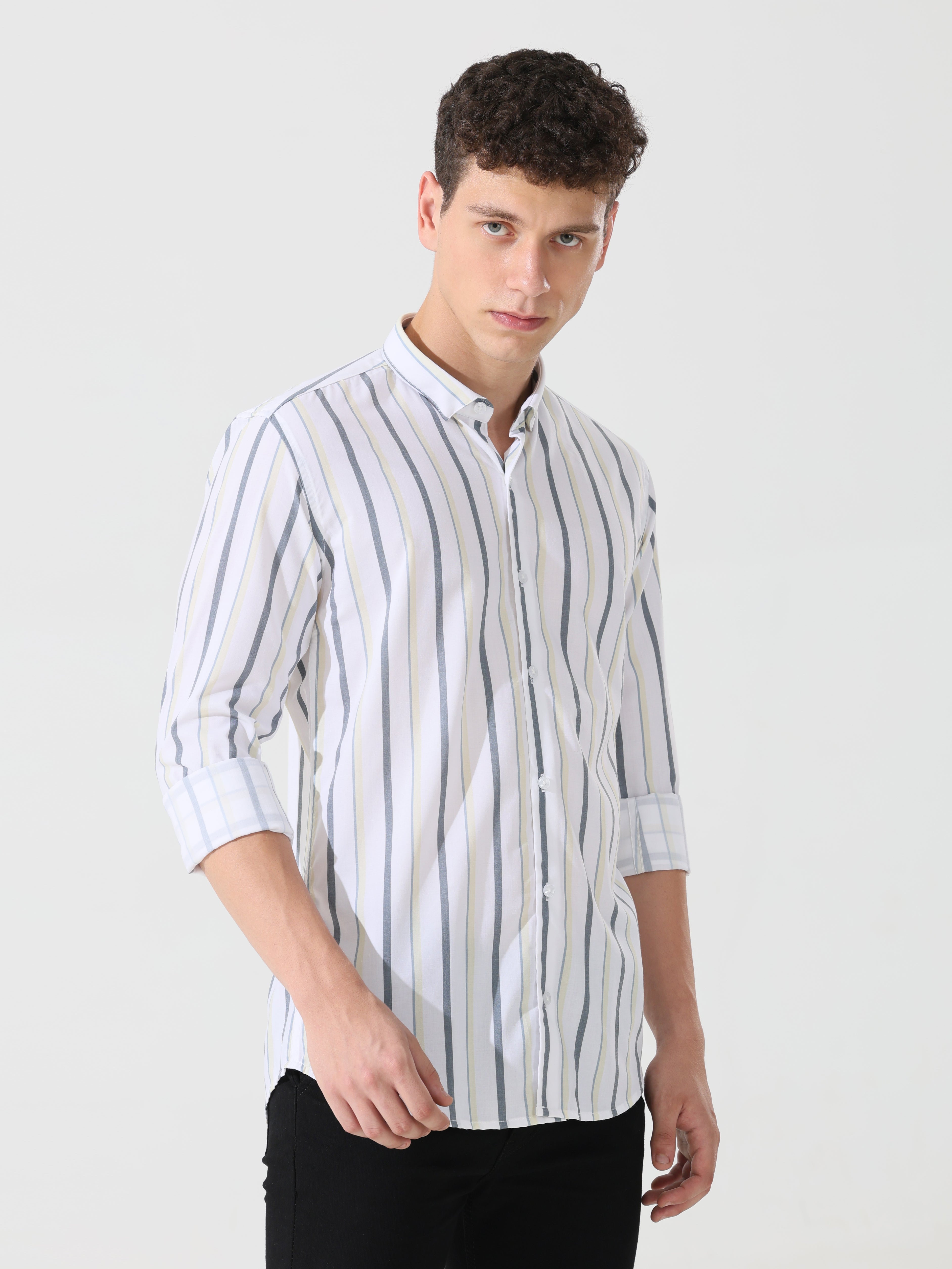 White Stripes Streak slim fit shirts