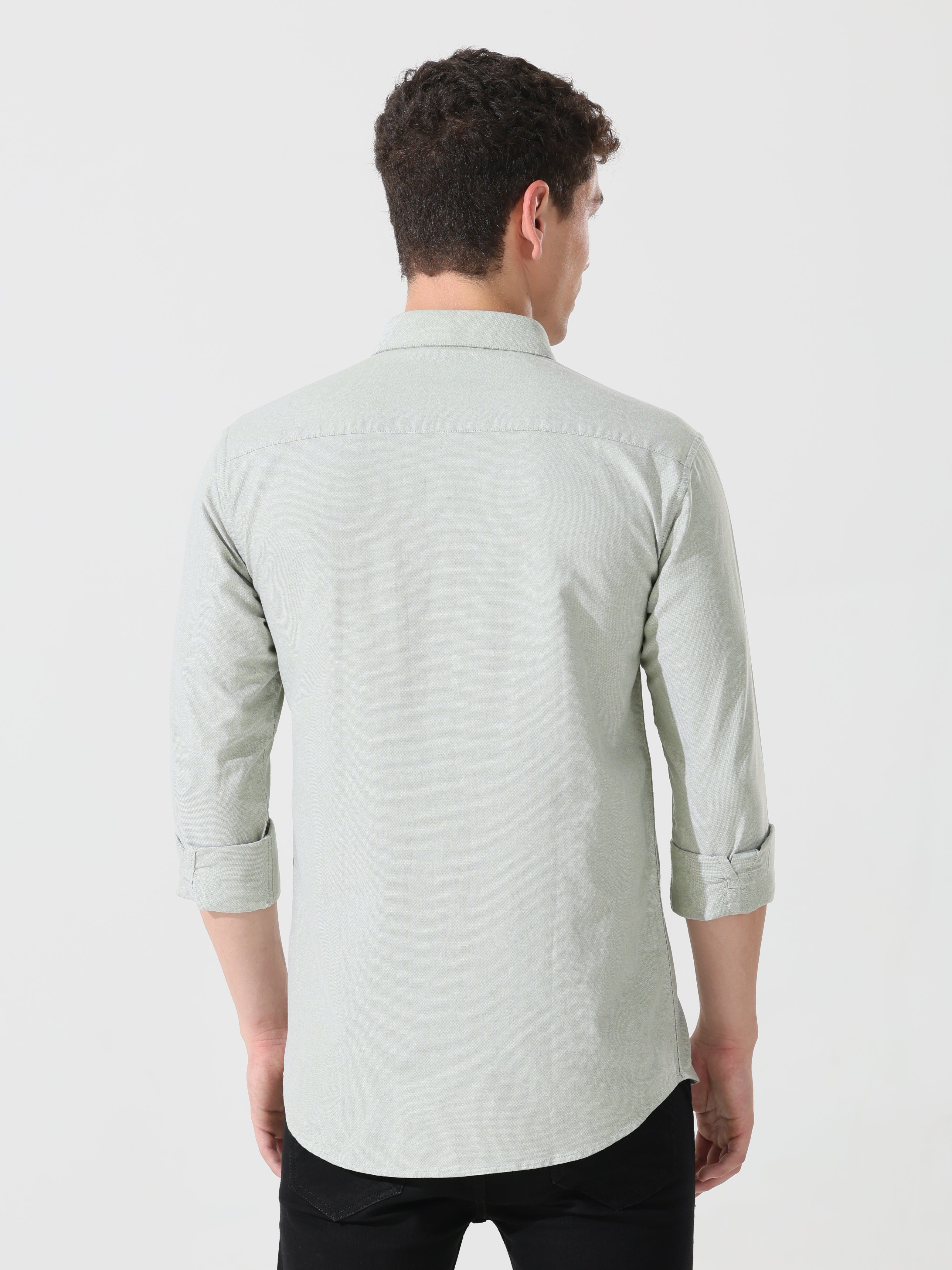 Oxford sage green slim fit shirt