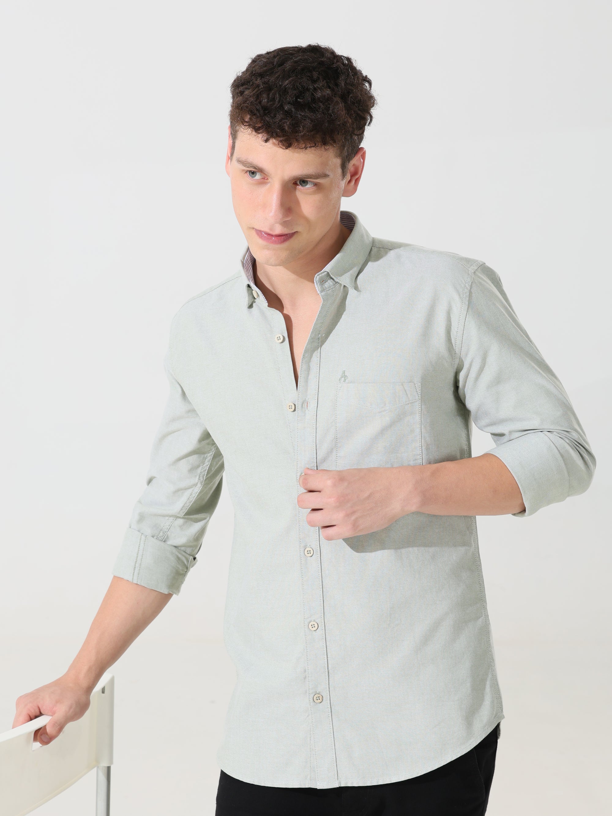 Oxford sage green slim fit shirt