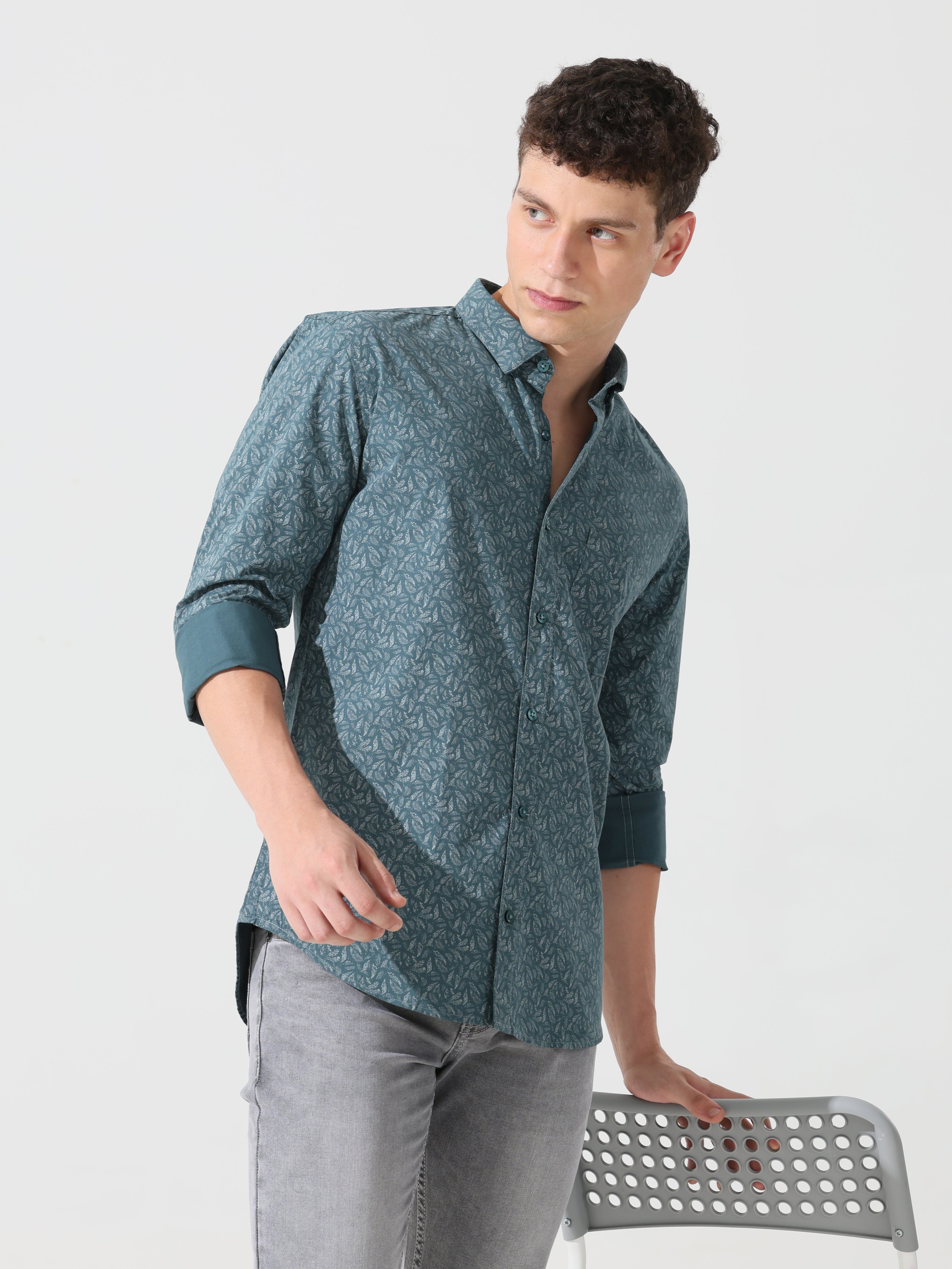Shaded Spruce printed slim fit shirts - Address pro