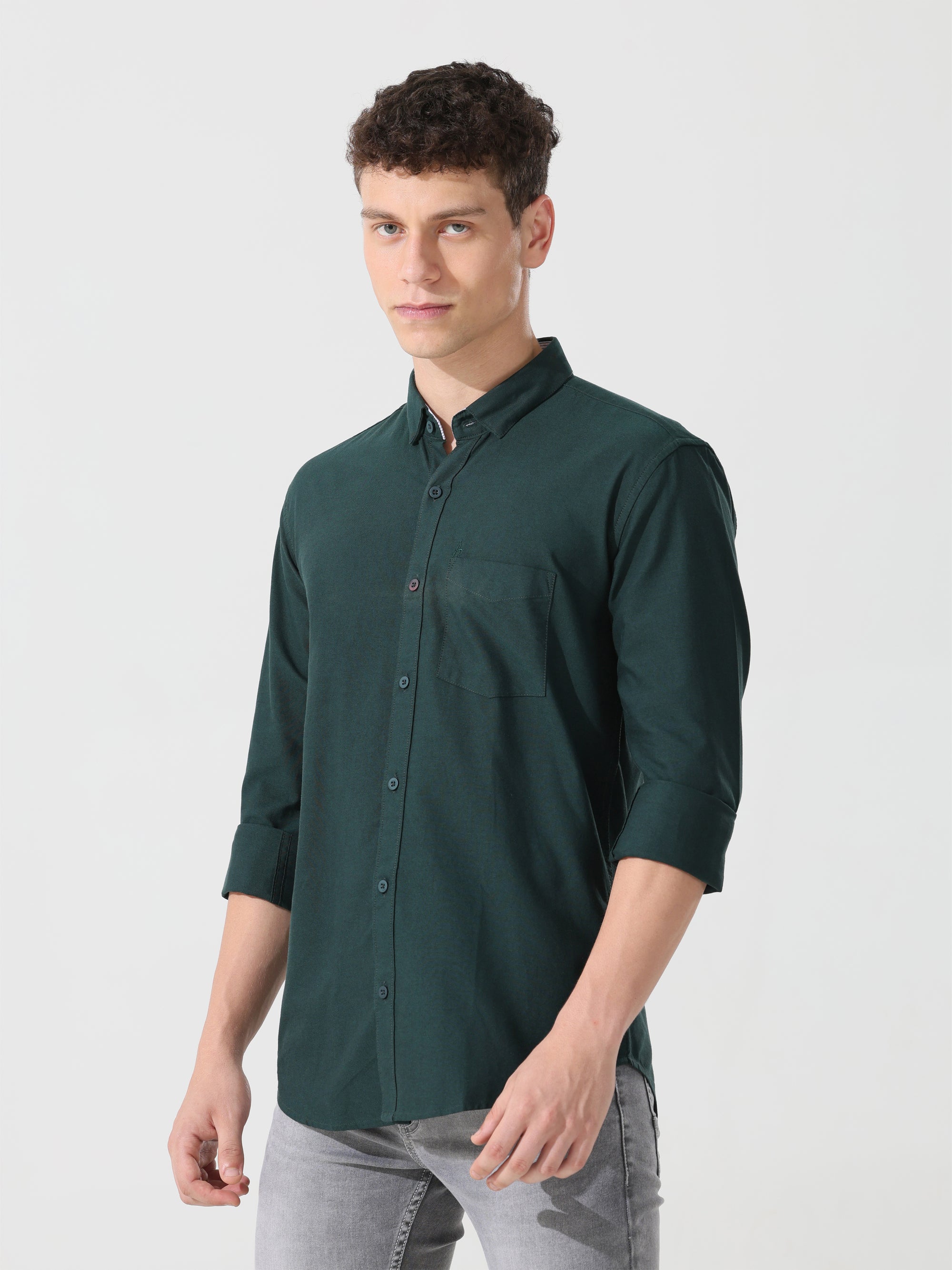 Oxford pine green slim fit shirt