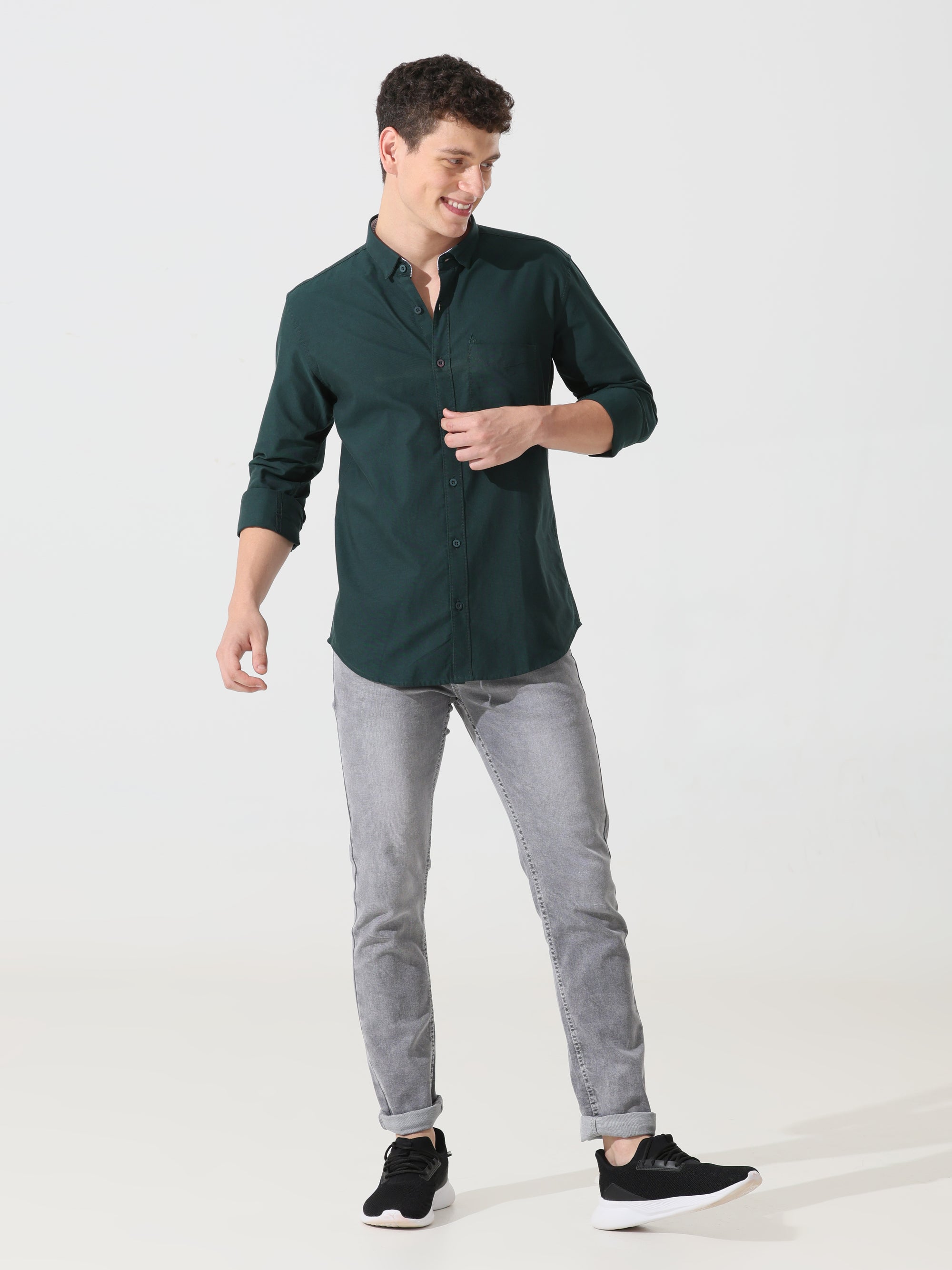 Oxford pine green slim fit shirt
