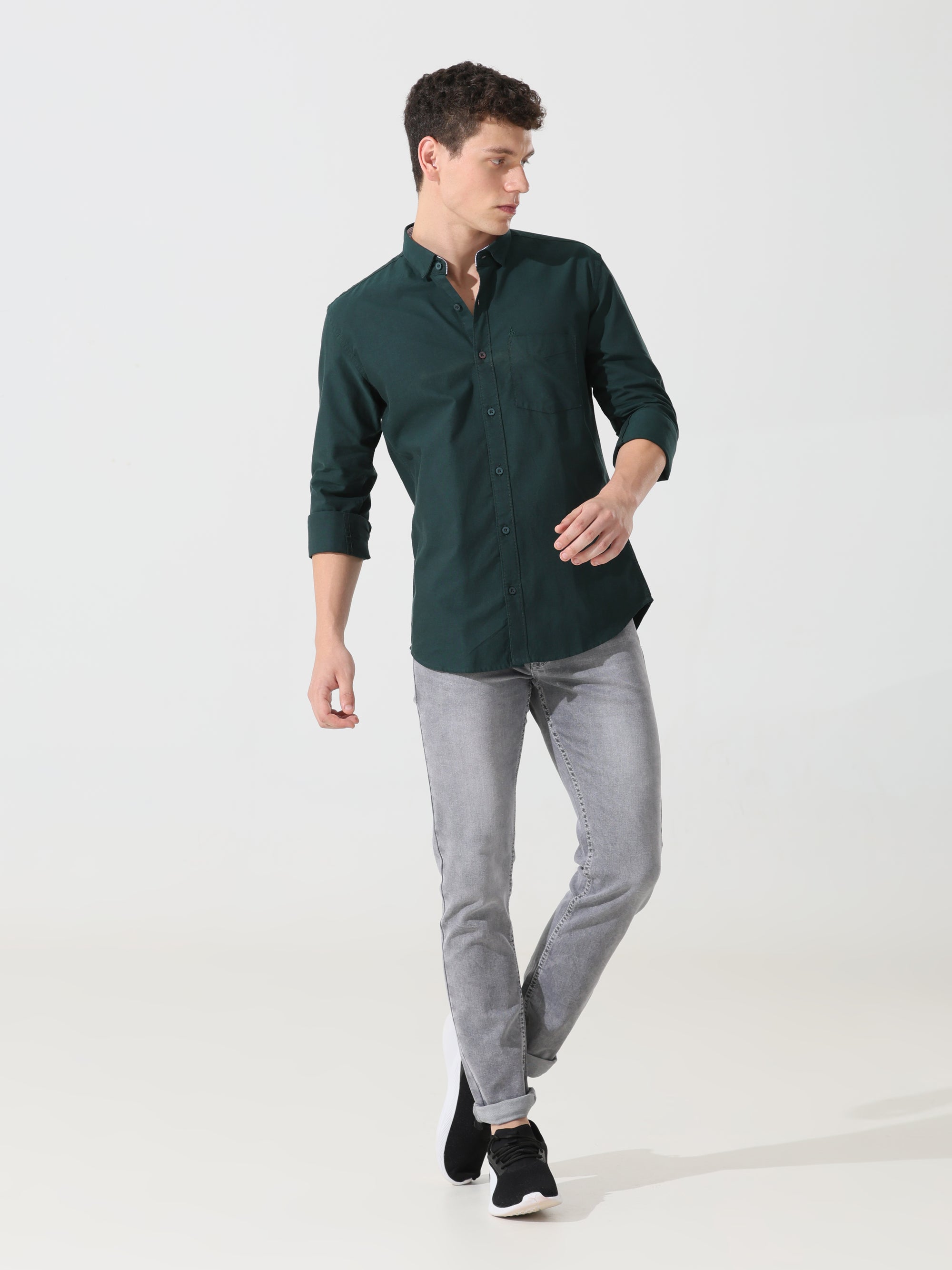Oxford pine green slim fit shirt