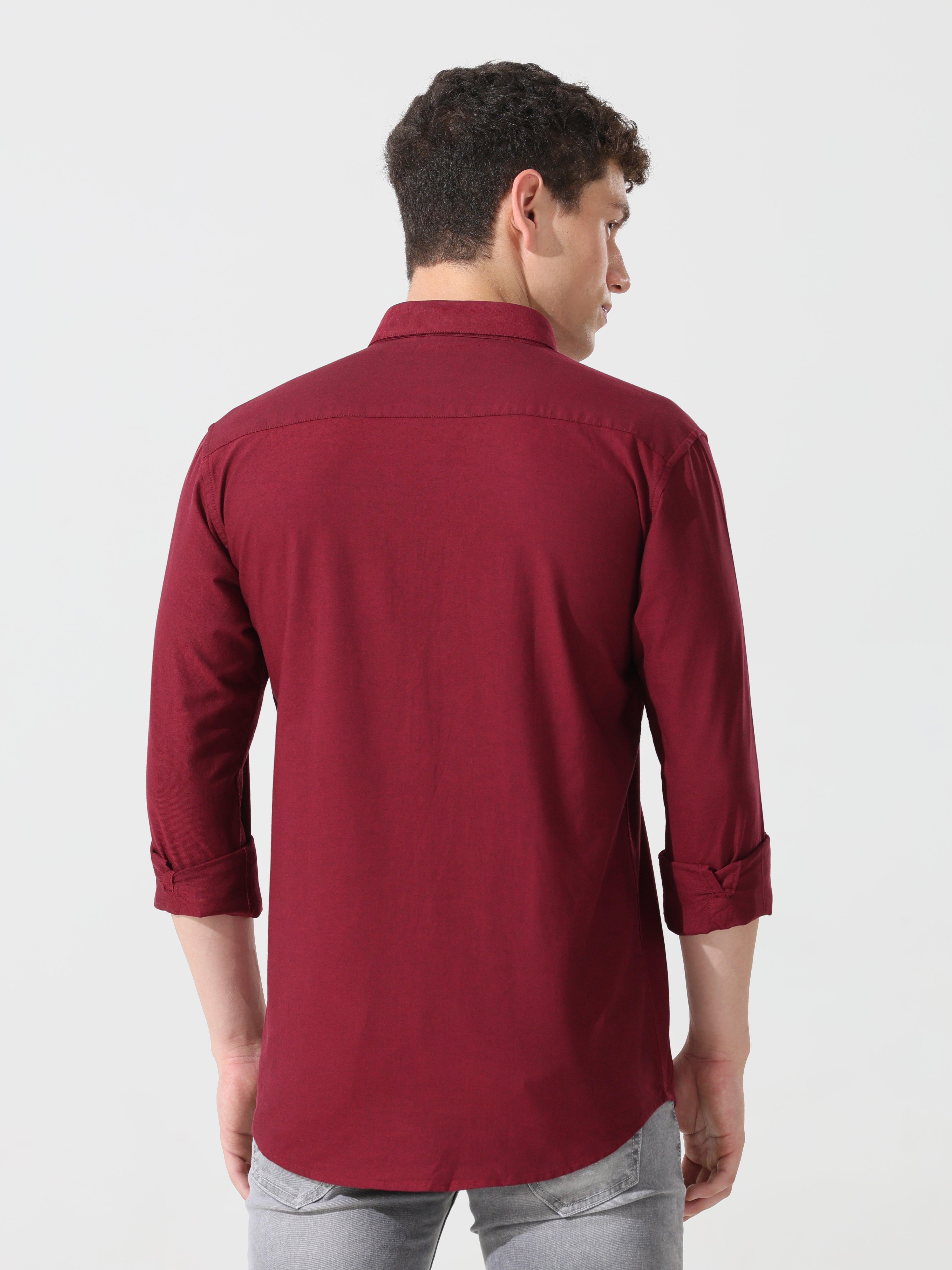 Oxford maroon slim fit shirt