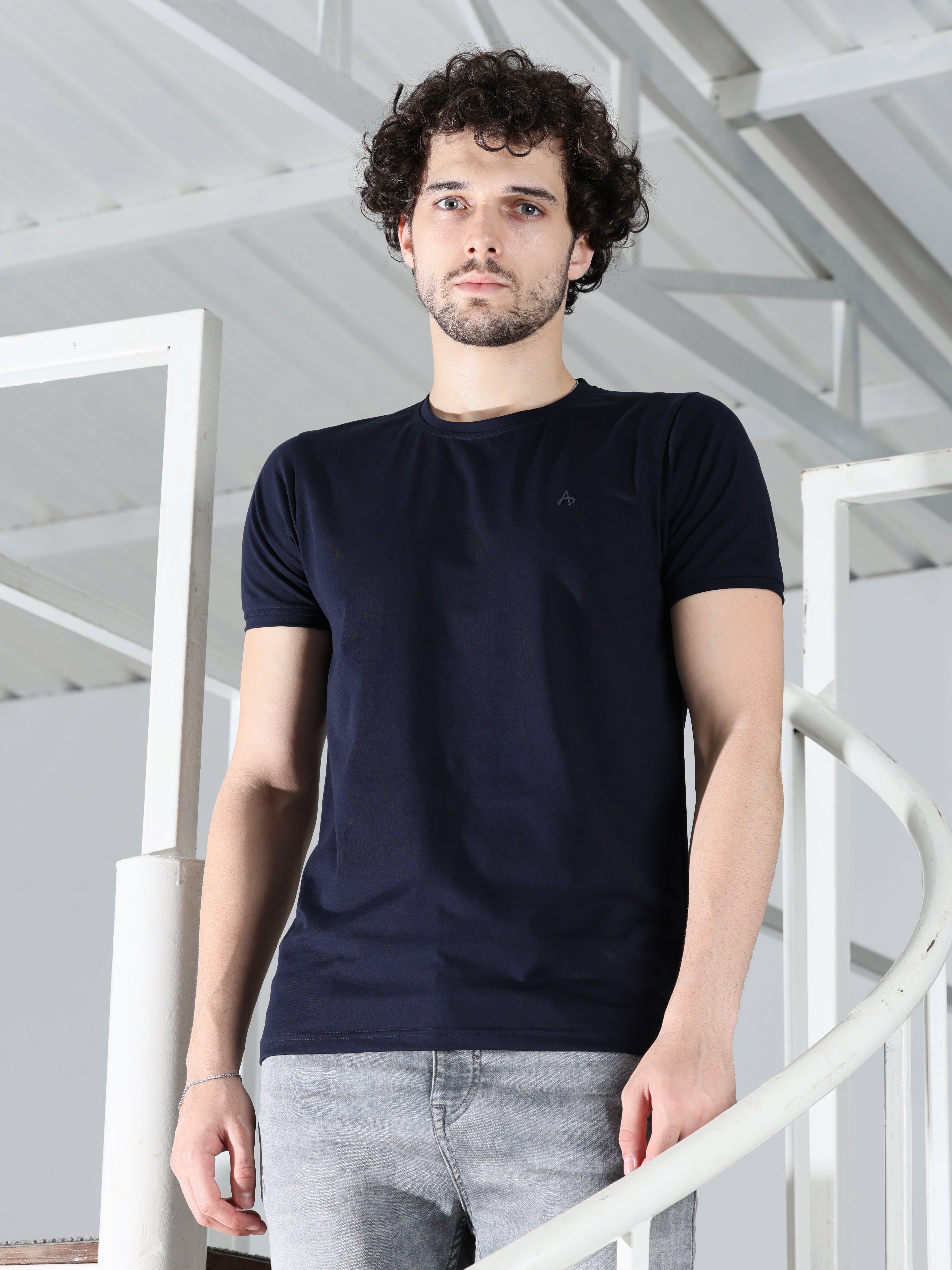 Address Navy blue tee