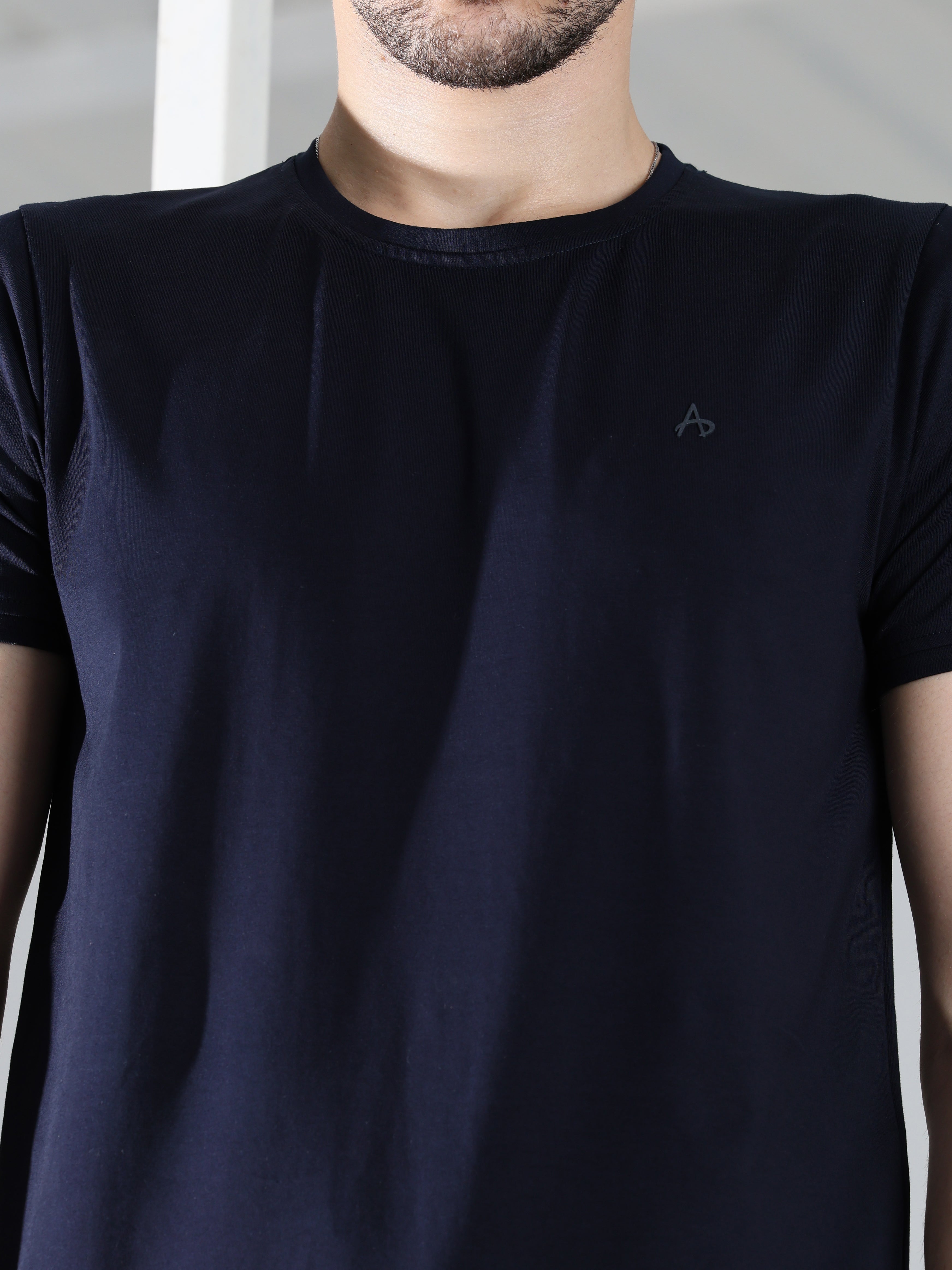 Address Navy blue tee