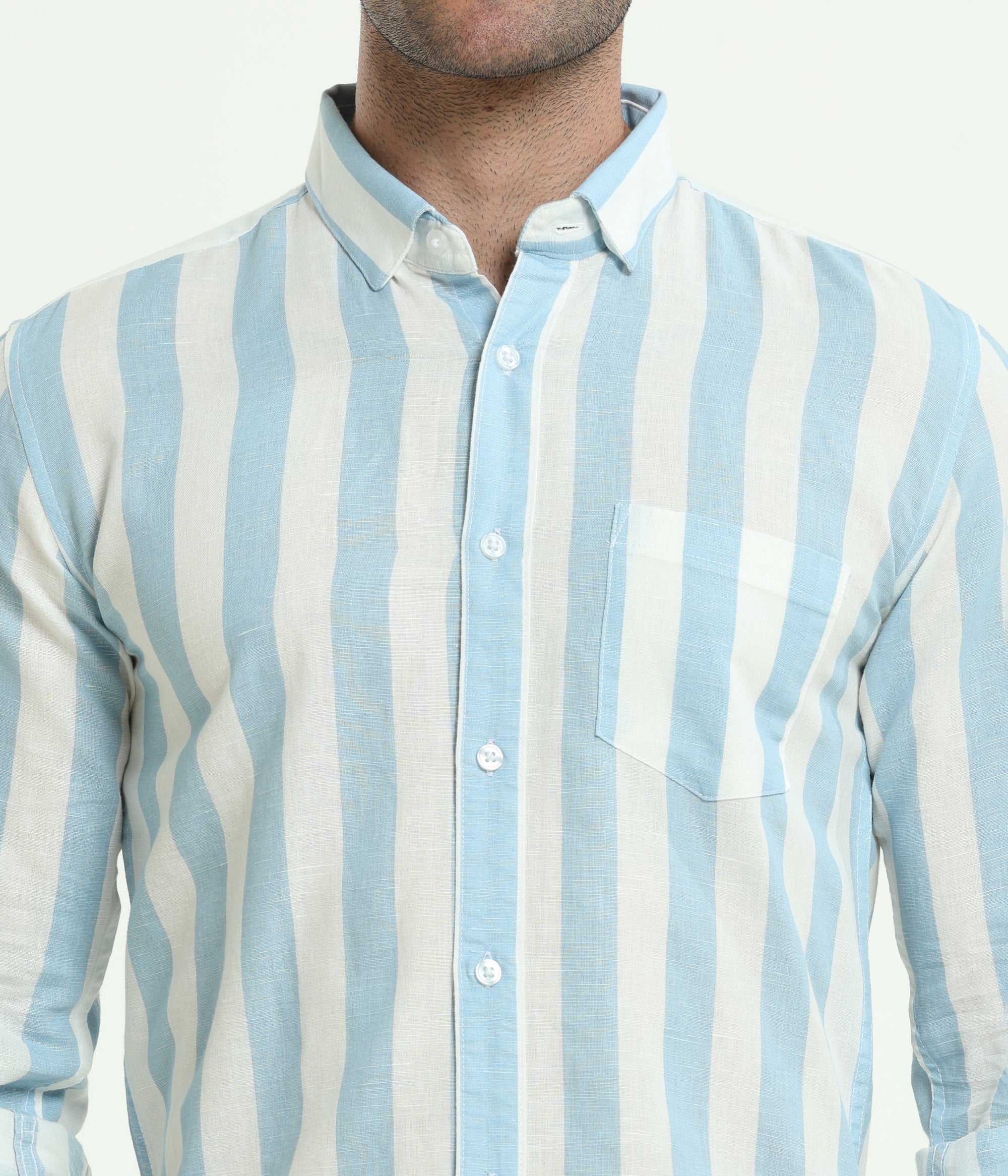BABY BLUE STRIPES SLIM FIT SHIRT